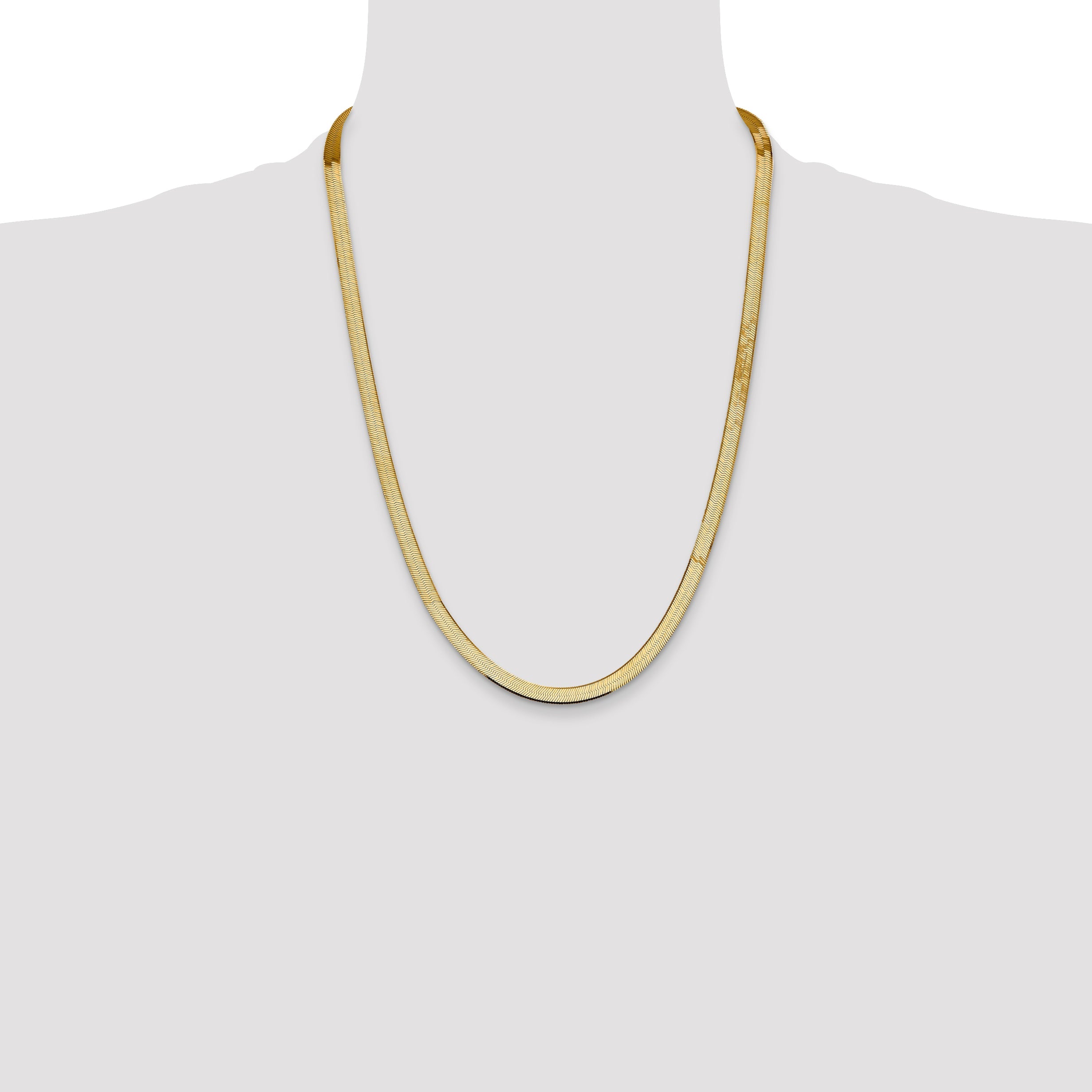 24 Inch 14K Yellow Gold 5.5mm Silky Herringbone Chain Necklace