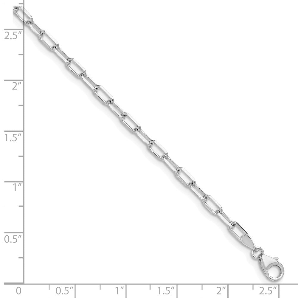 7 Inch 14K White Gold Wg 3.0mm Solid Beveled D/C Paperclip Chain Bracelet