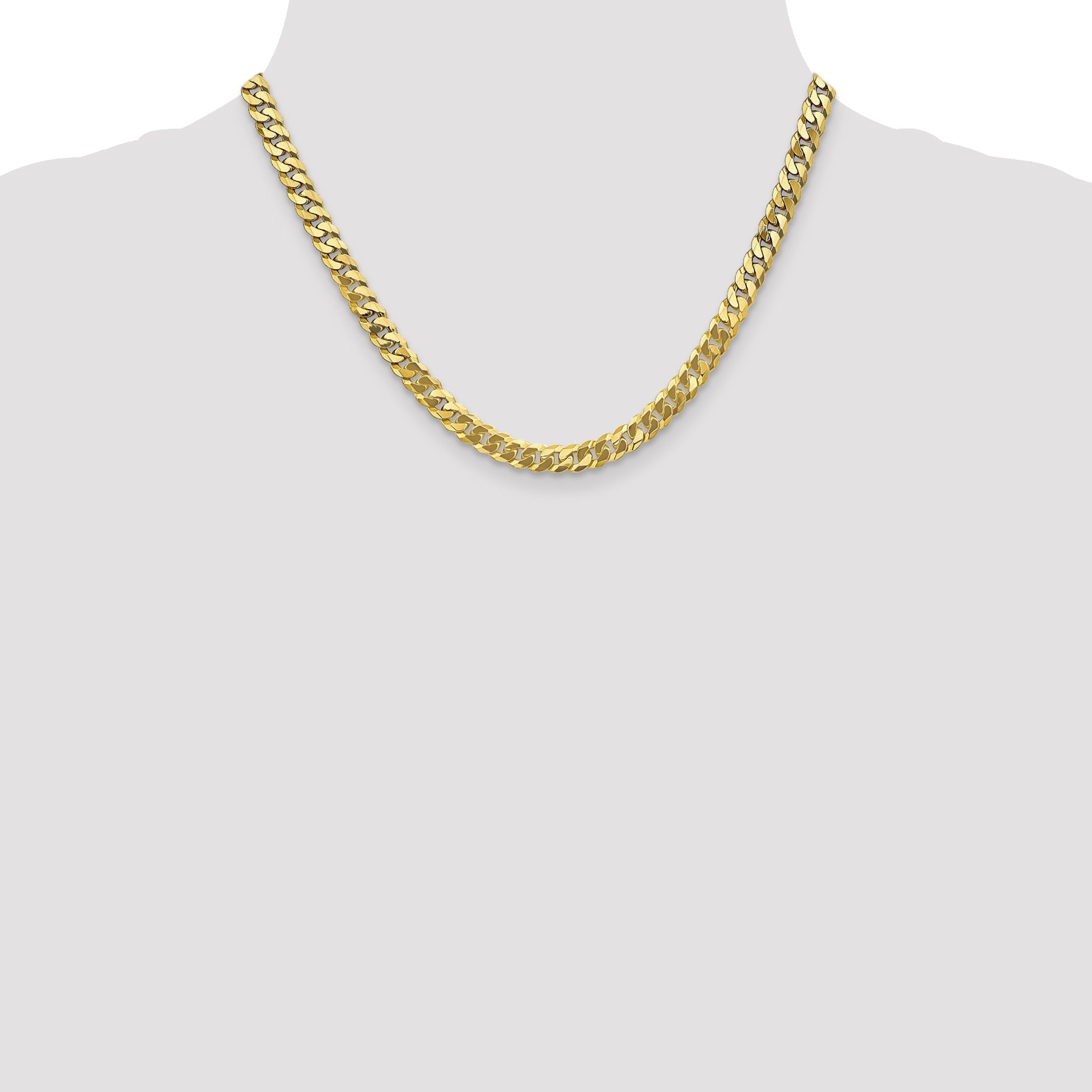 18 Inch 10K 6.1mm Flat Beveled Curb Chain Necklace