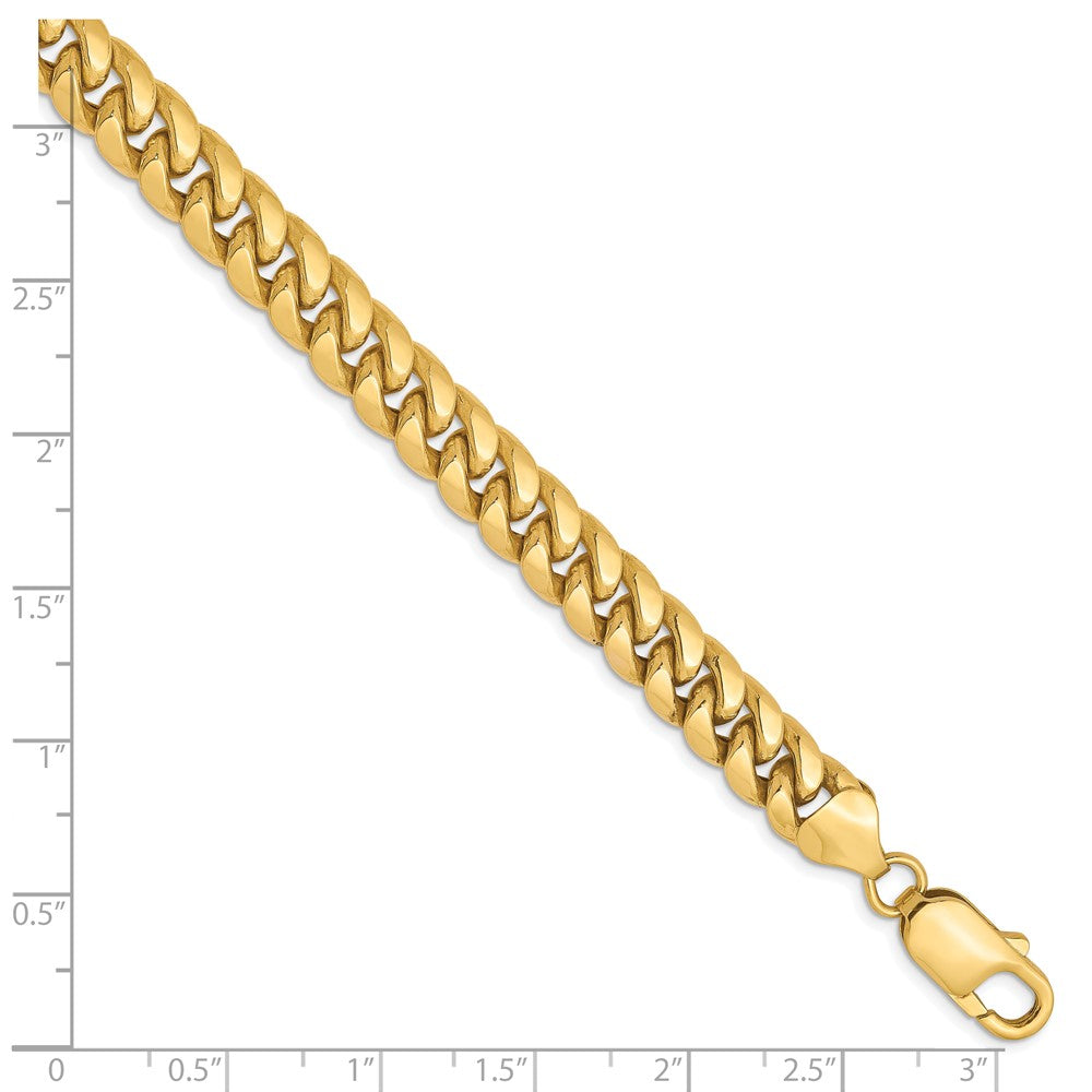 8 Inch 10K 7.3mm Semi-Solid Miami Cuban Chain Bracelet