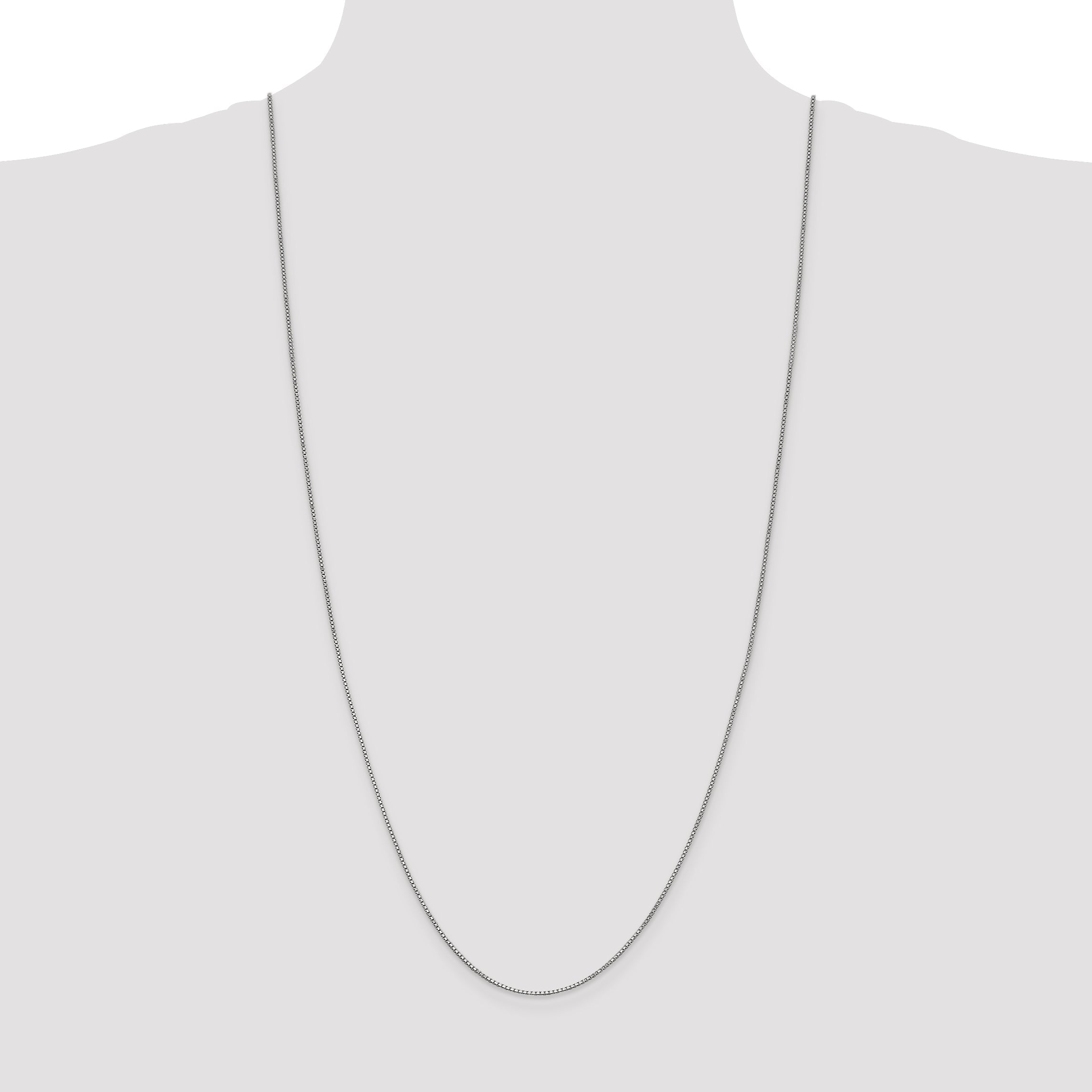 3 Inch 14K White Gold 1mm Box Chain Necklace