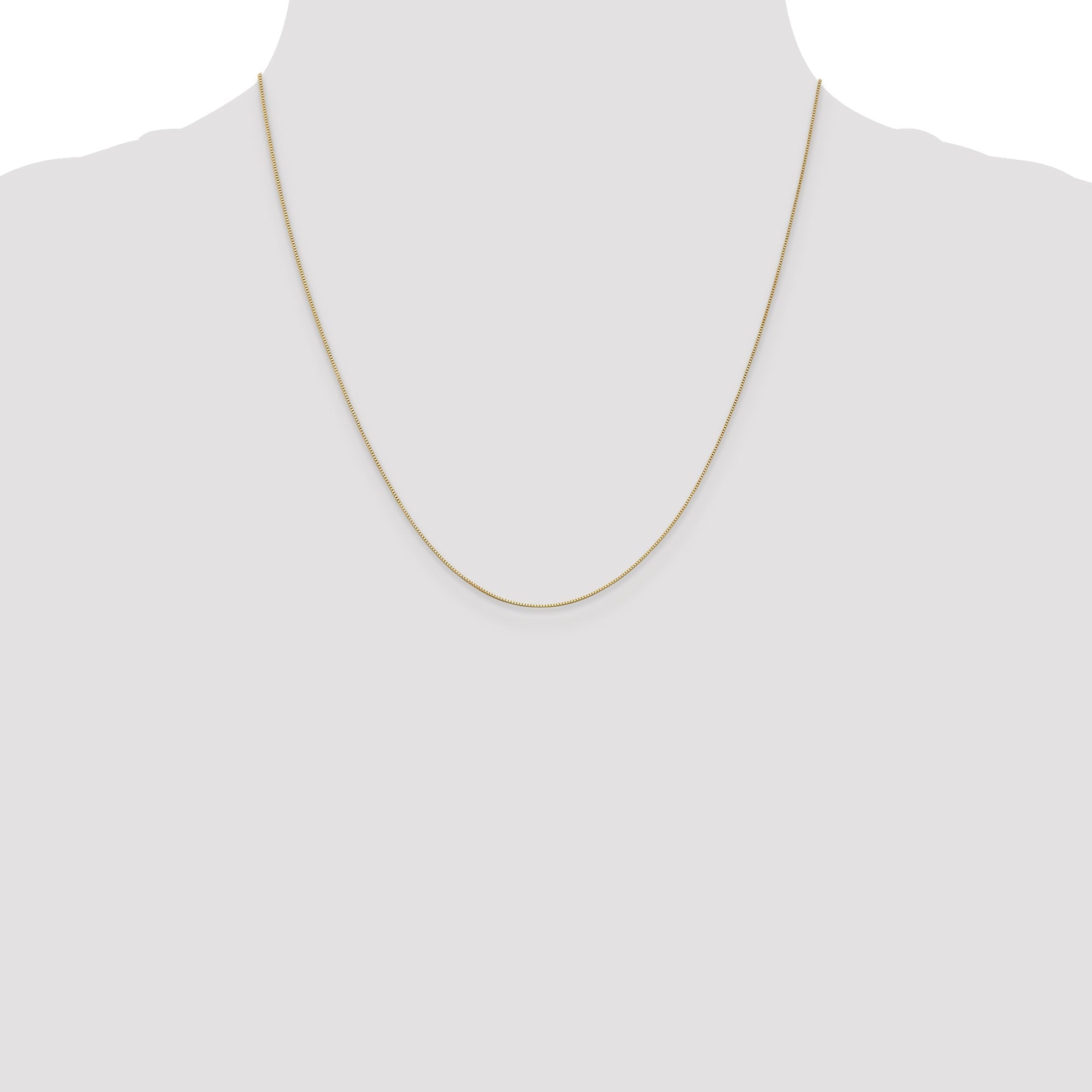 2 Inch 14K Yellow Gold .5mm Baby Box With Spring Ring Clasp Chain Necklace