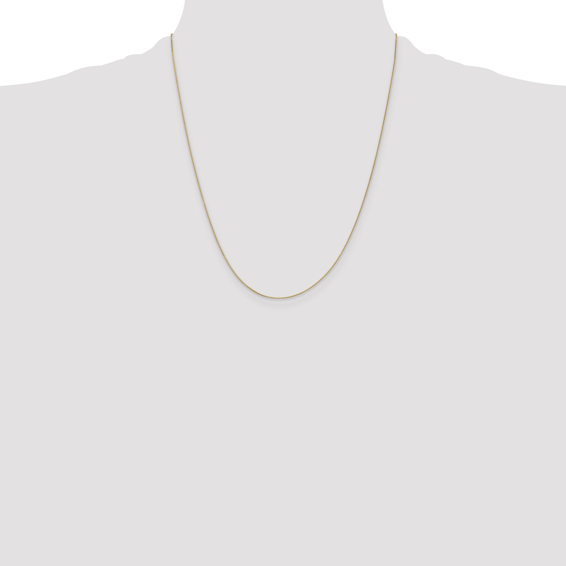 22 Inch 14K Yellow Gold .5mm Baby Box With Spring Ring Clasp Chain Necklace