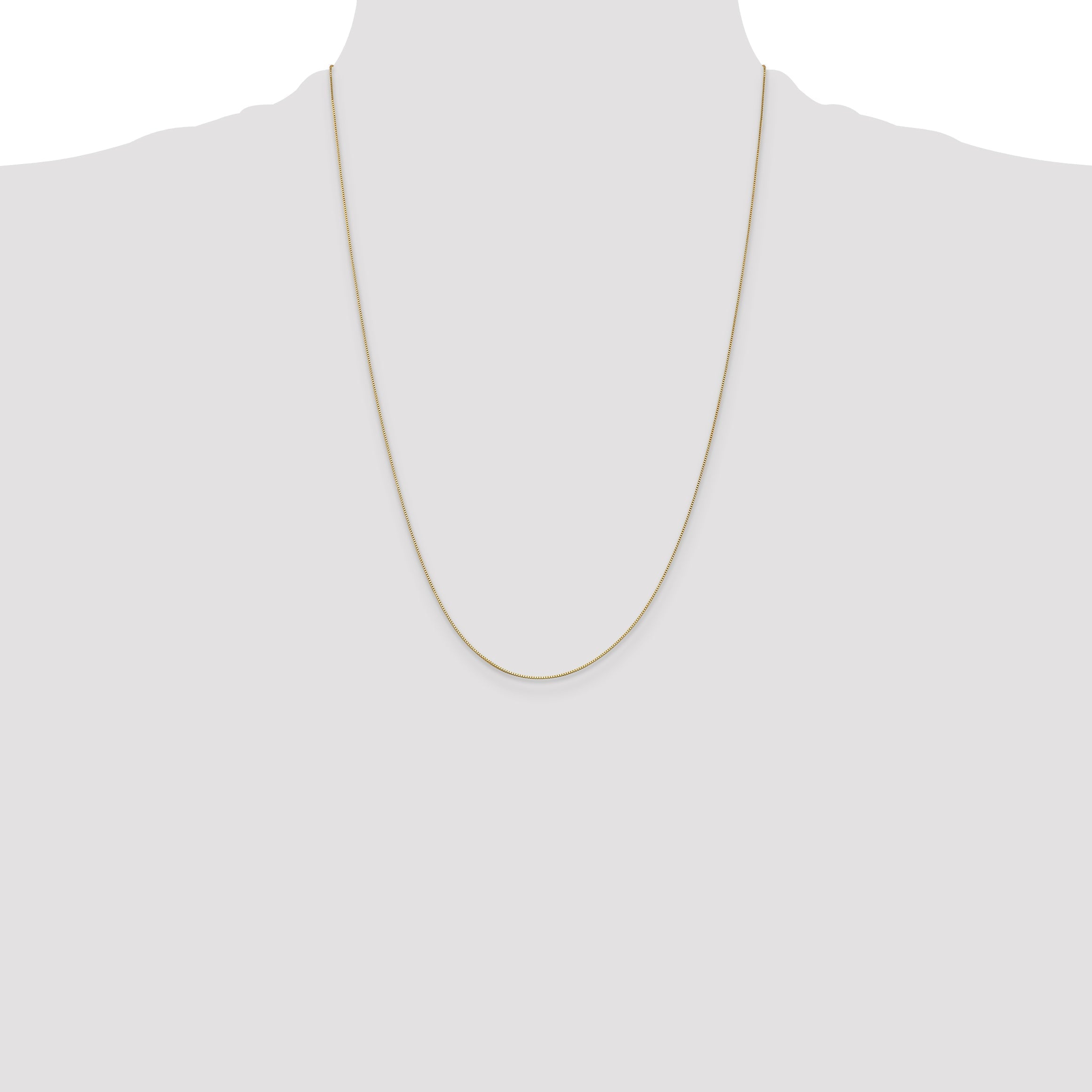 24 Inch 14K Yellow Gold .5mm Baby Box With Spring Ring Clasp Chain Necklace