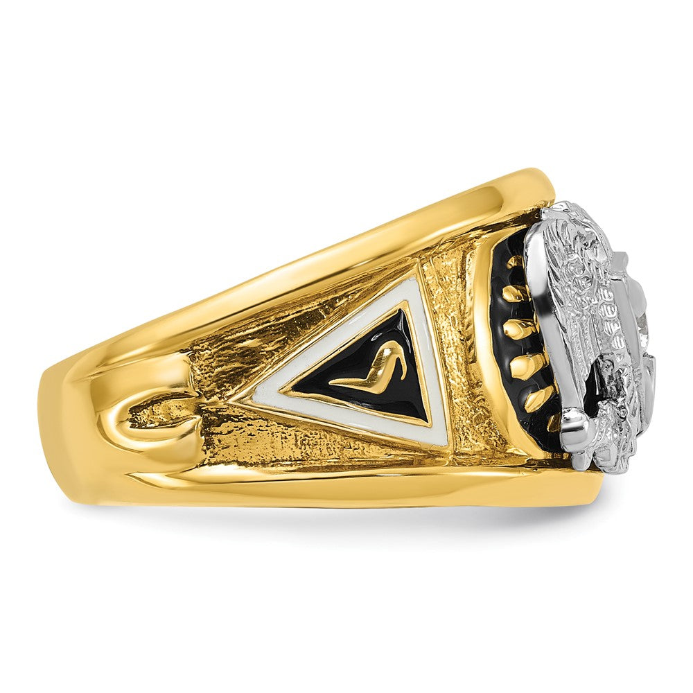 10K Two-Tone Ibgoodman Men'S Polished And Textured 32Nd Degree Scottish Rite Masonic Ring Mounting
