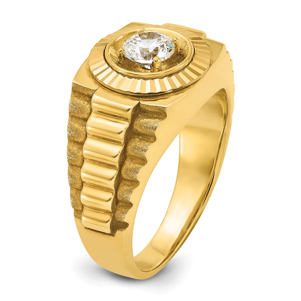 10K Yellow Gold Ibgoodman Men'S Polished Satin And Textured Ring Mounting