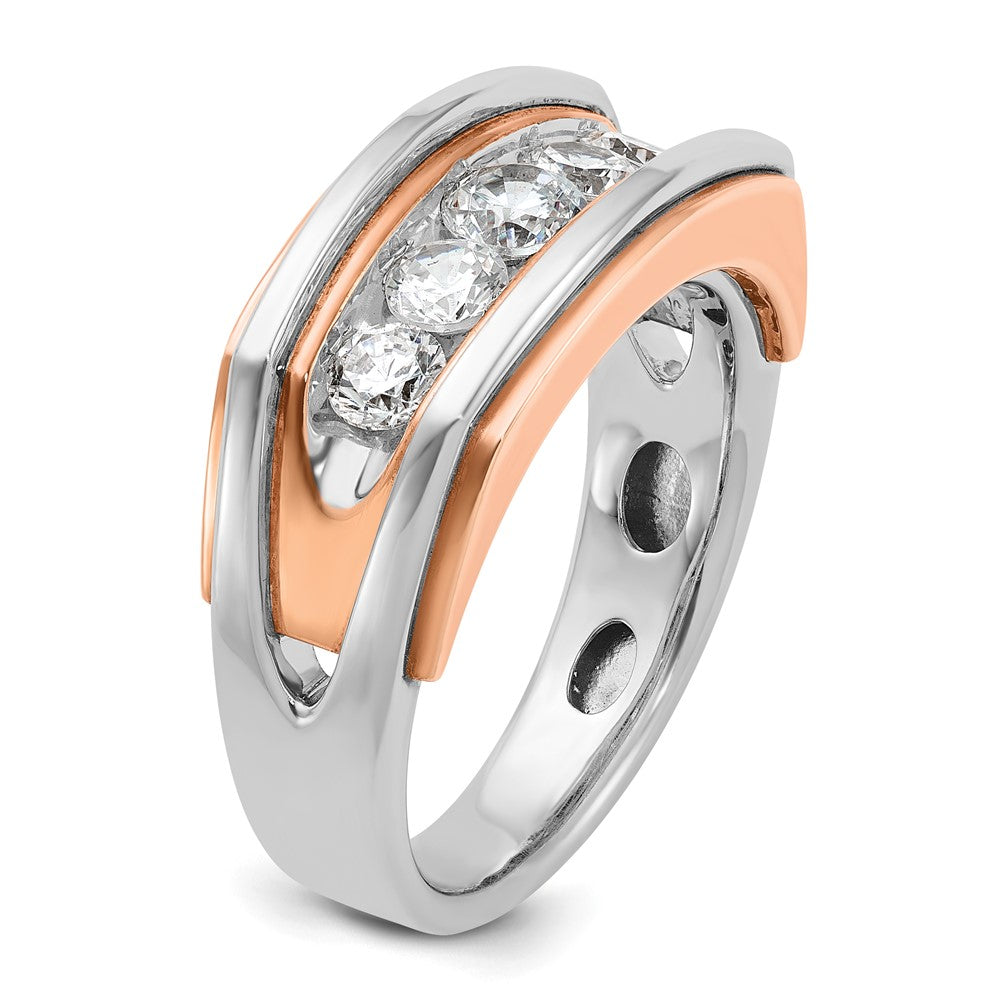 10K Two-Tone Ibgoodman White And Rose Gold Men'S Polished Cut-Out 5-Stone Ring Mounting