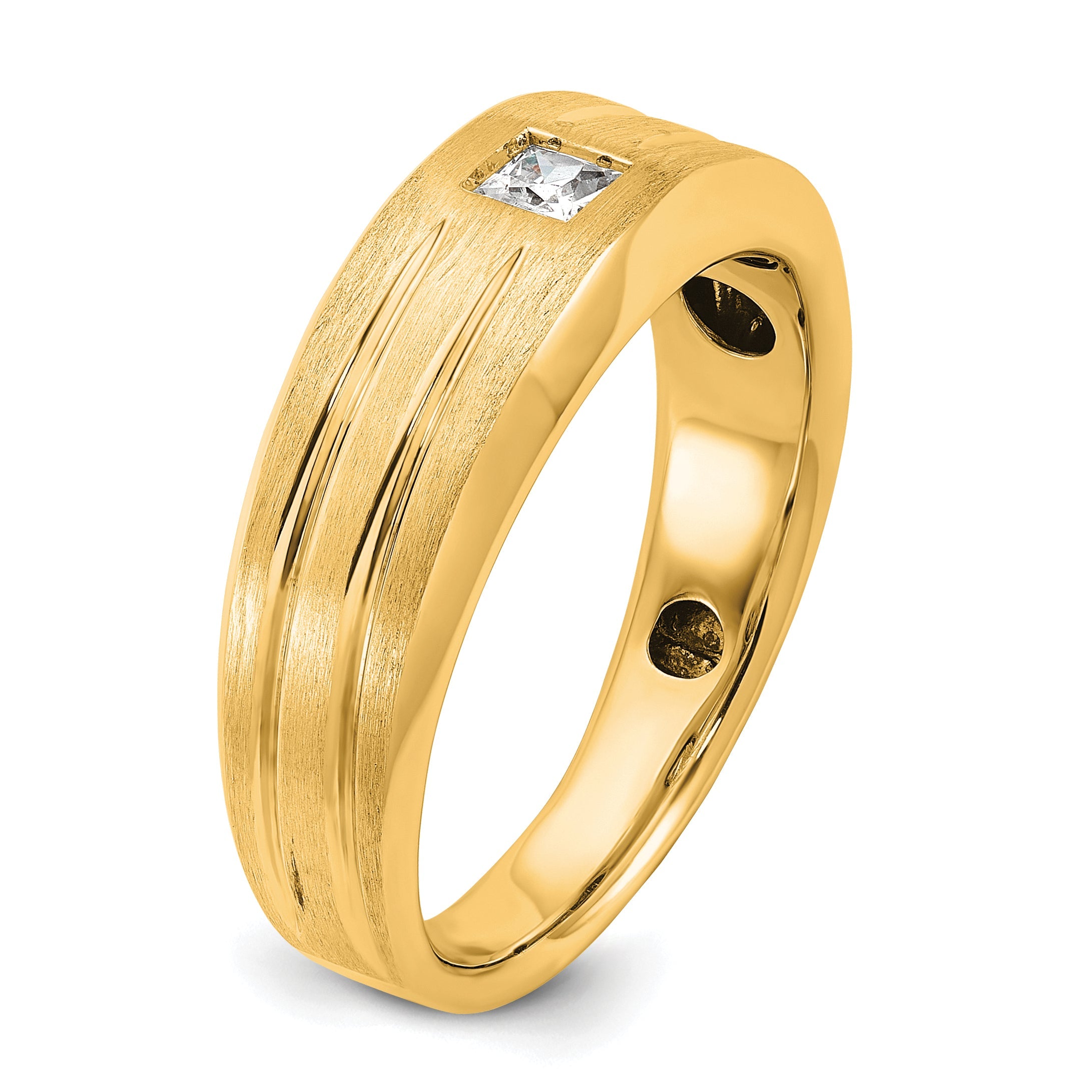 10K Yellow Gold Ibgoodman Men'S Polished And Satin Diamond Complete Ring