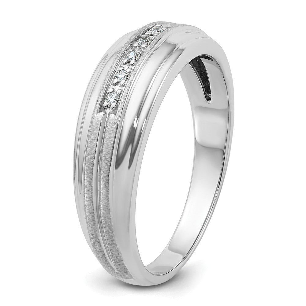 10K White Gold Ibgoodman Men'S Polished Satin And Grooved 5-Stone Ring Mounting