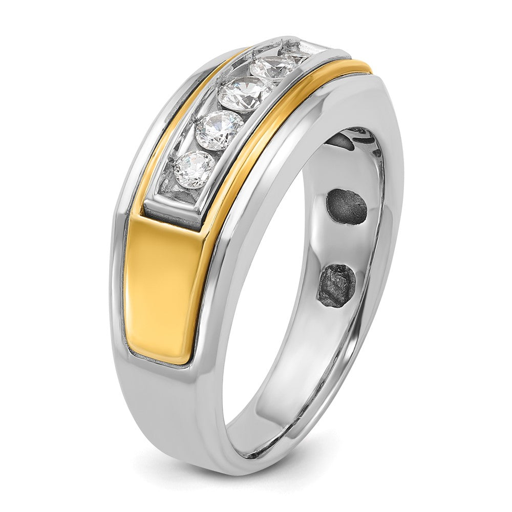10K Two-Tone Ibgoodman Men'S Polished 5-Stone Ring Mounting