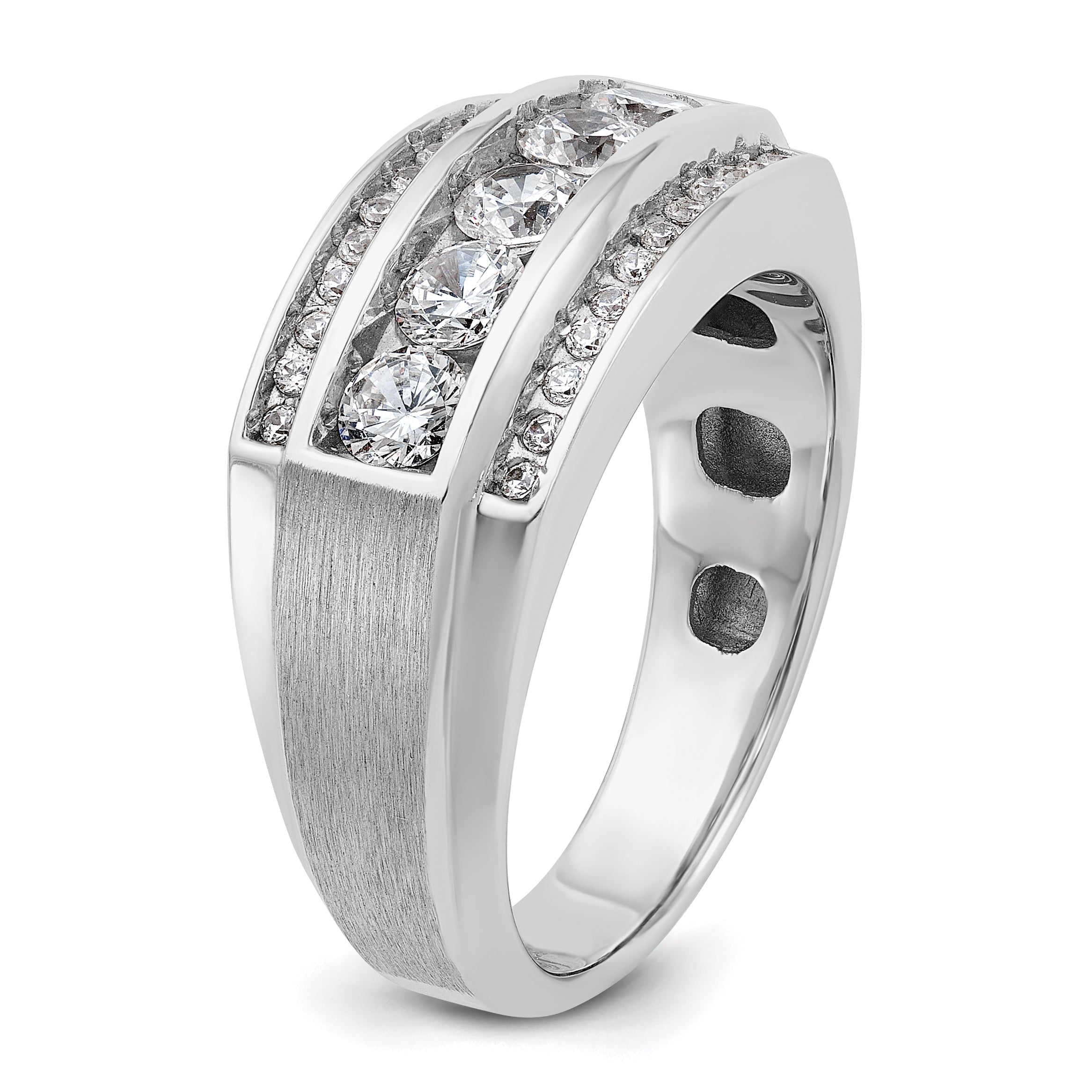 10K White Gold Ibgoodman Men'S Polished & Satin 3-Row Ring Mounting
