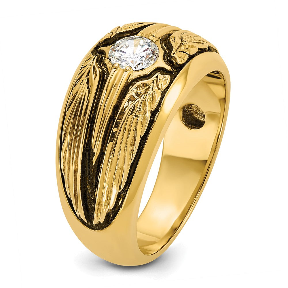 10K Yellow Gold Ibgoodman Men'S Polished And Textured Solitaire Ring Mounting