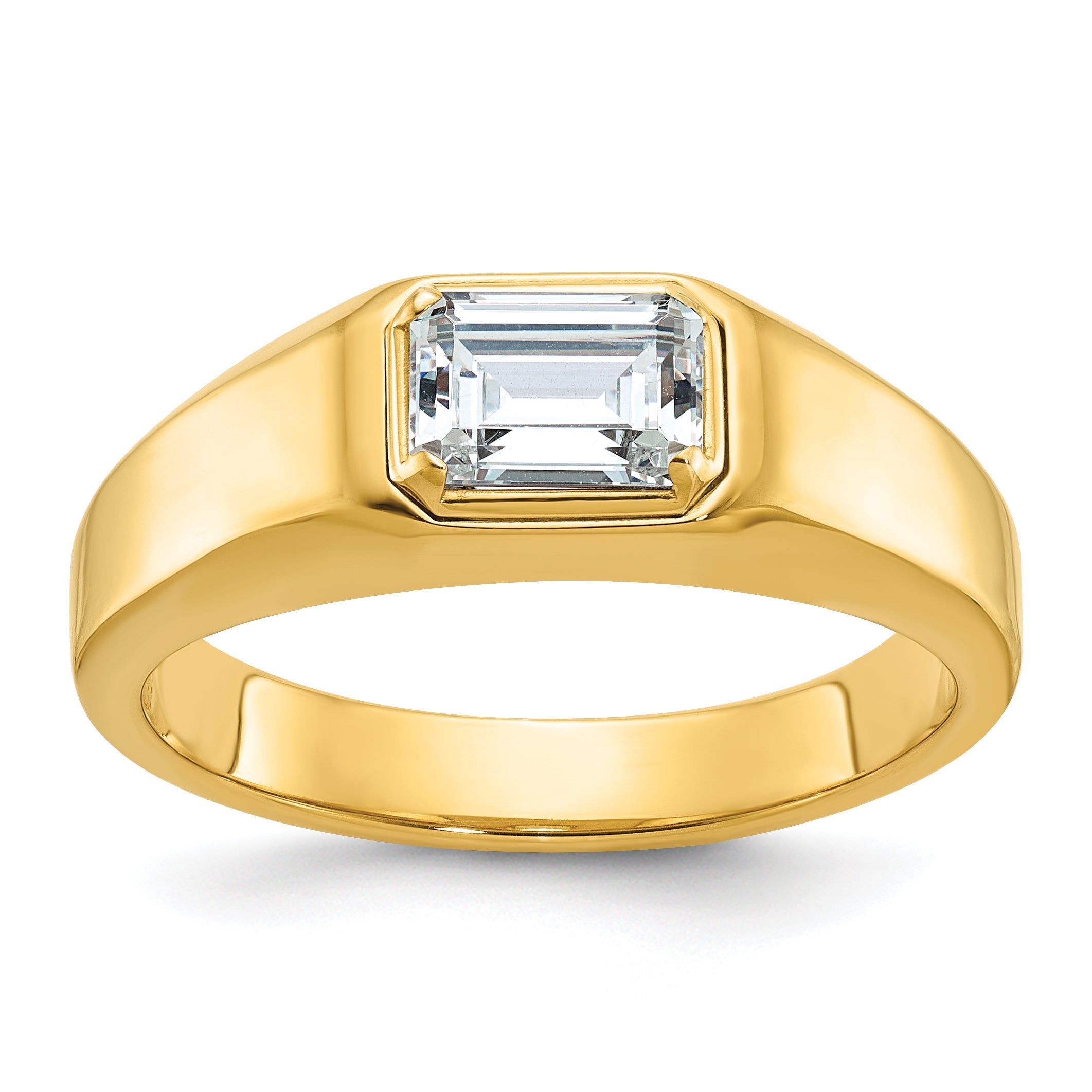 10K Yellow Gold Ibgoodman Men'S Polished Emerald-Cut Stone Ring Mounting