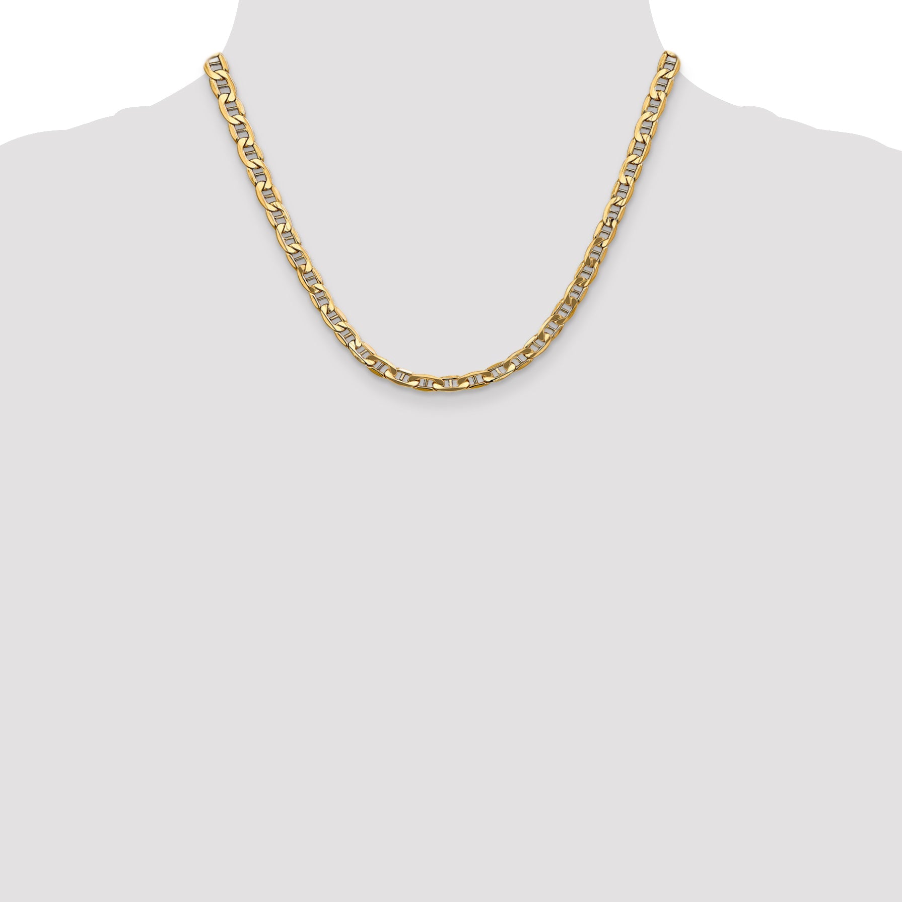 14K Yellow Gold 18 Inch 5.5mm Semi-Solid Anchor With Lobster Clasp Chain Necklace