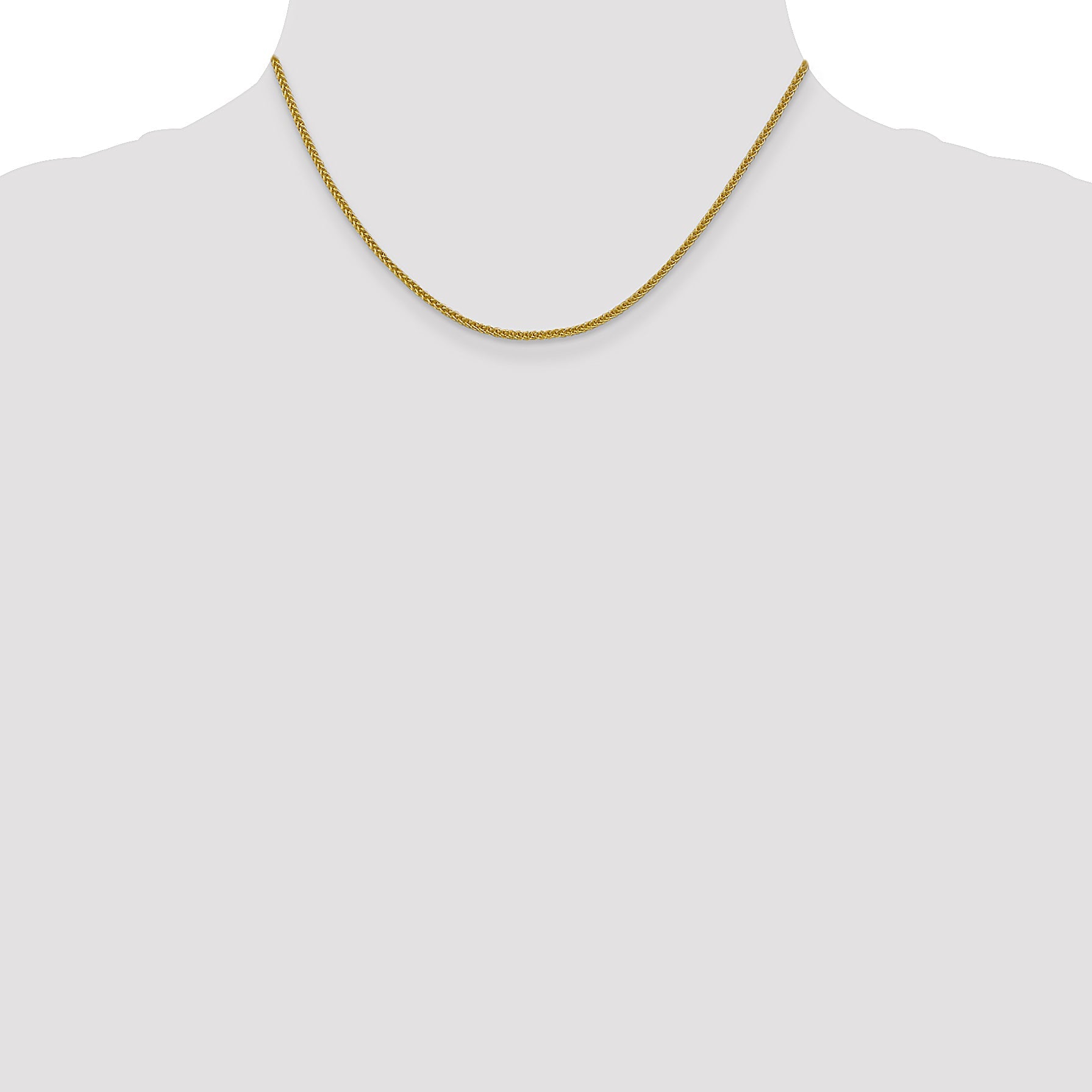 14K Yellow Gold 16 Inch 2mm Semi-Solid 3-Wire Wheat With Lobster Clasp Chain Necklace
