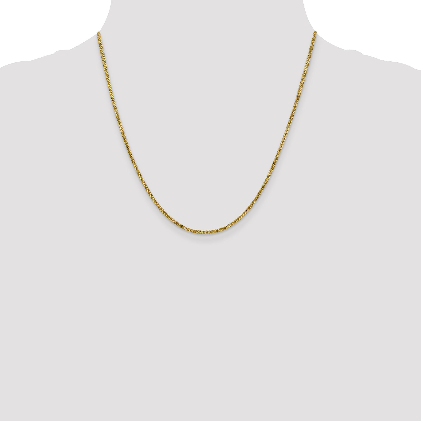 14K Yellow Gold 20 Inch 2mm Semi-Solid 3-Wire Wheat With Lobster Clasp Chain Necklace