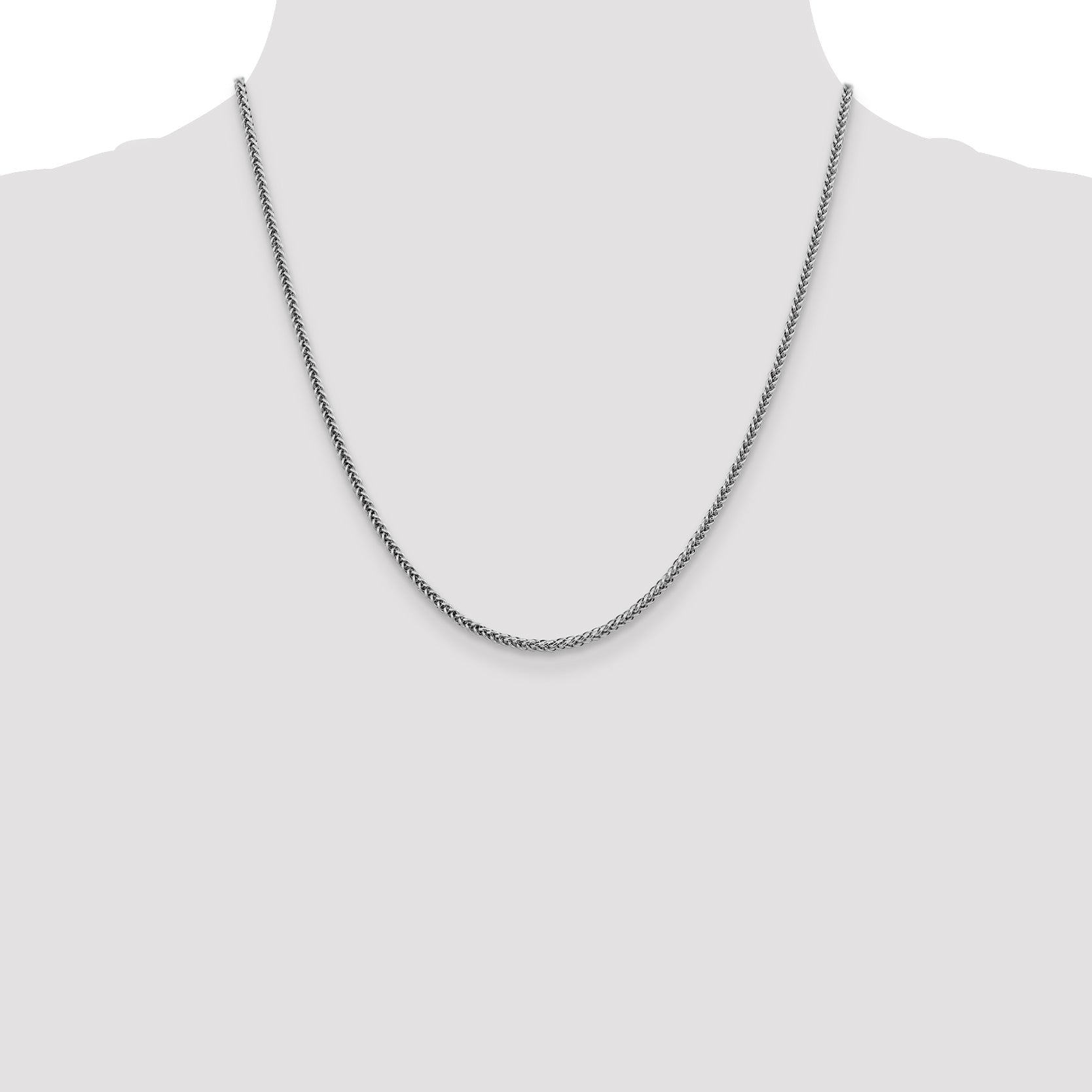 14K White Gold 20 Inch 2.35mm Semi-Solid 3-Wire Wheat With Lobster Clasp Chain Necklace