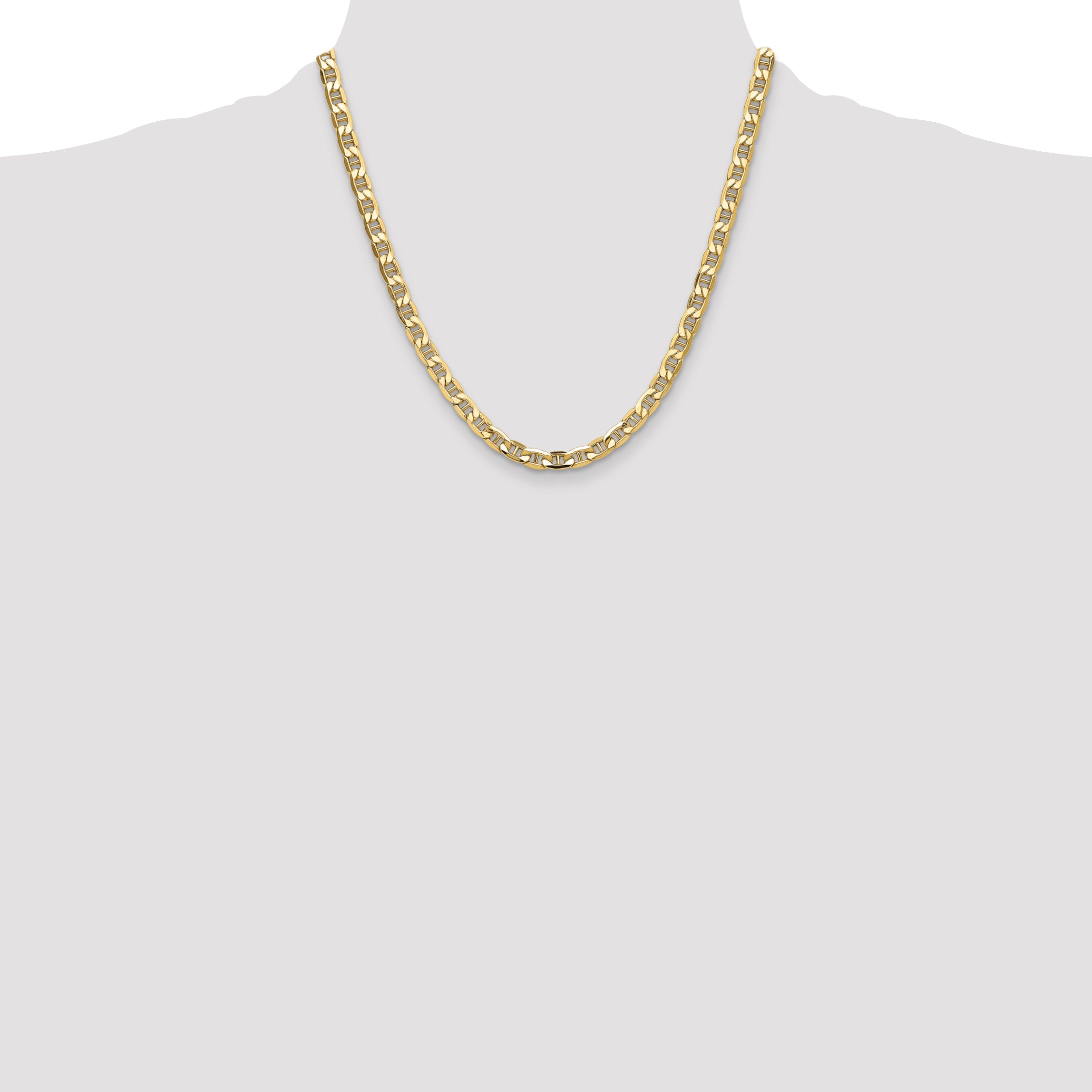 2 Inch 14K Yellow Gold 6.25mm Semi-Solid Anchor Chain Necklace