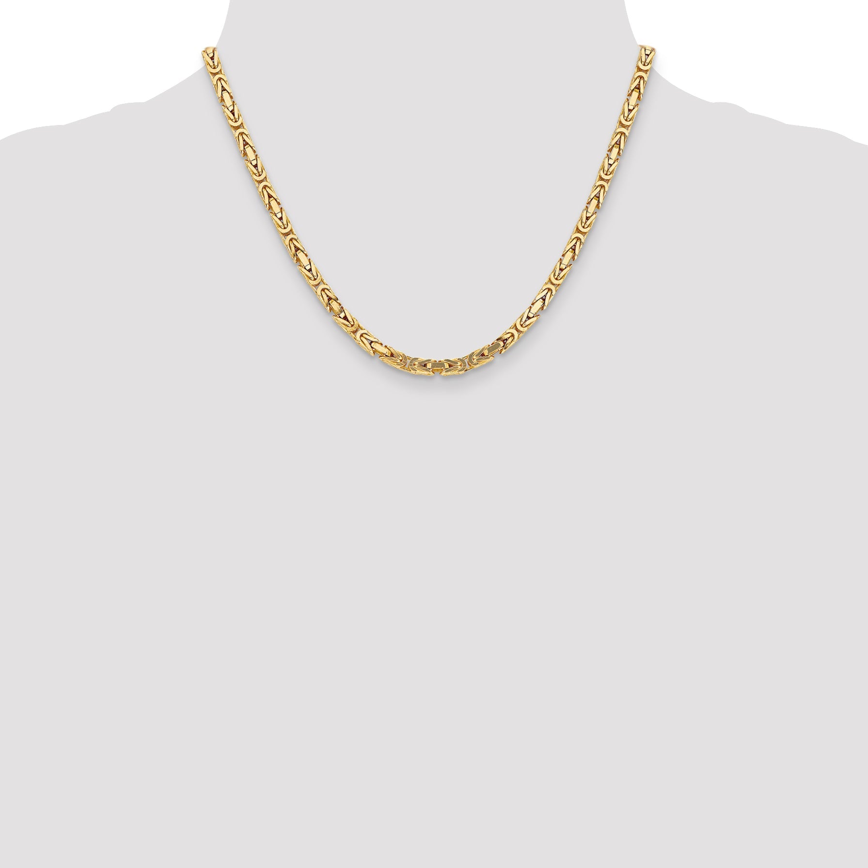 14K Yellow Gold 18 Inch 4mm Byzantine With Lobster Clasp Chain Necklace