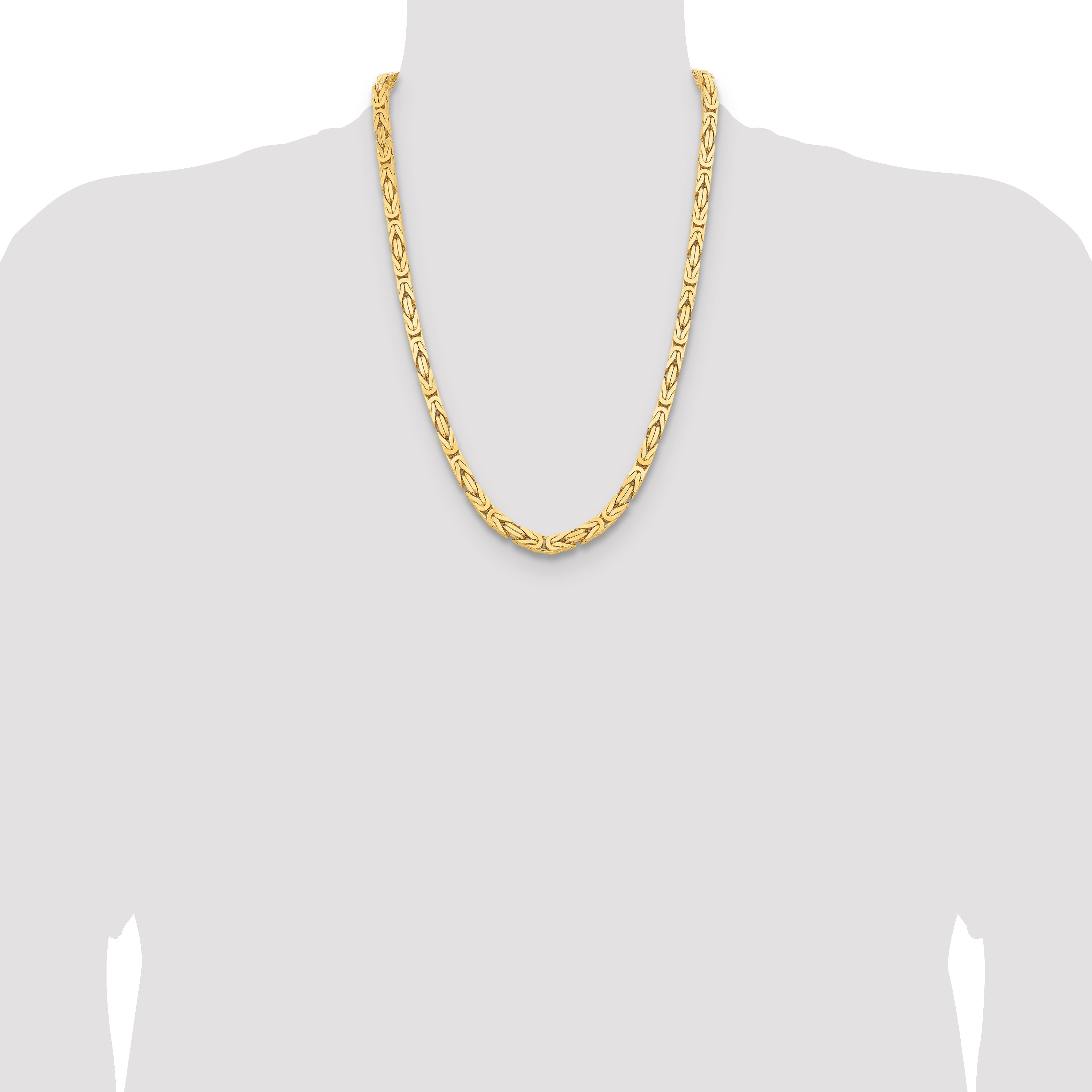 14K Yellow Gold 24 Inch 6.5mm Byzantine With Lobster Clasp Chain Necklace