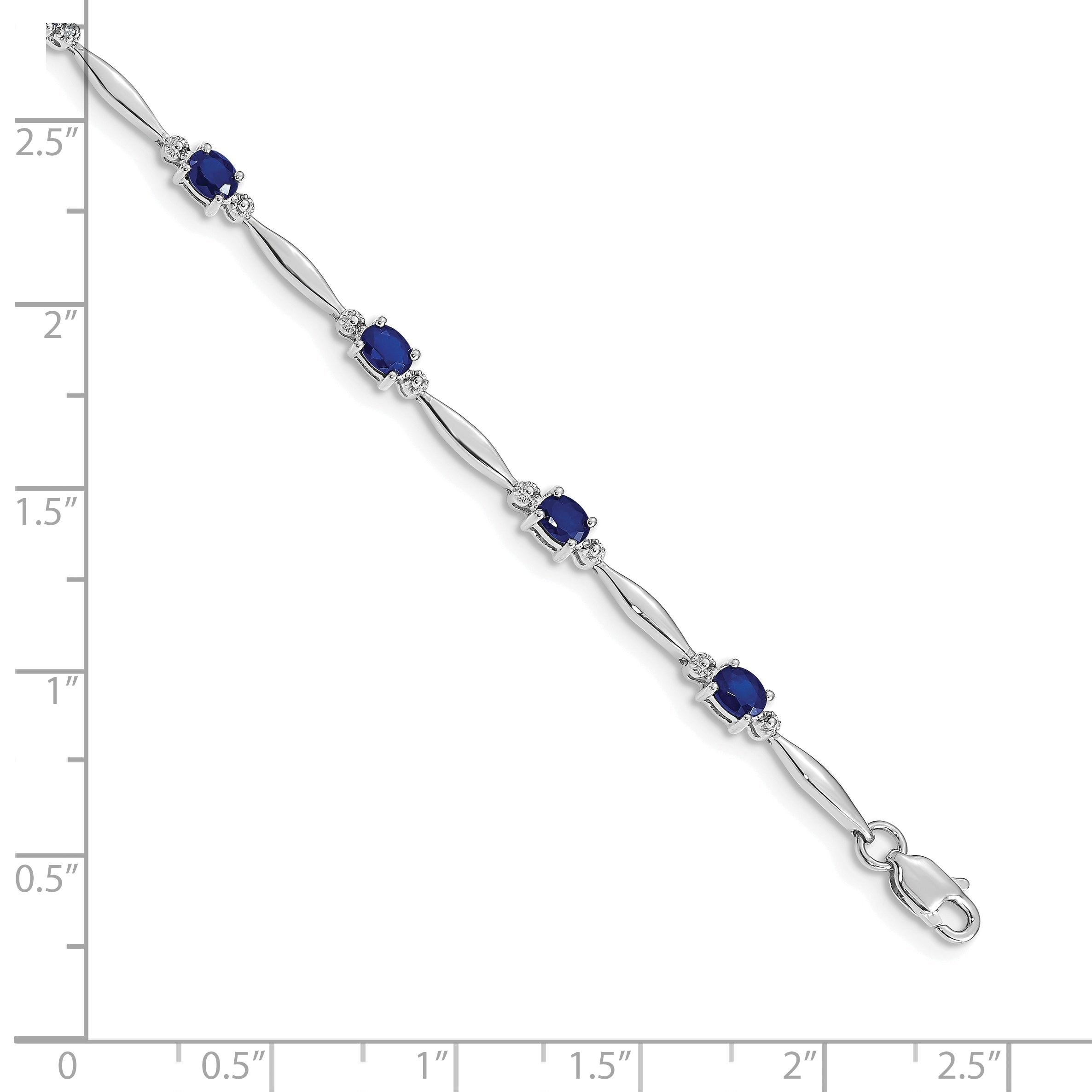 10K White Gold Diamond And Sapphire Bracelet