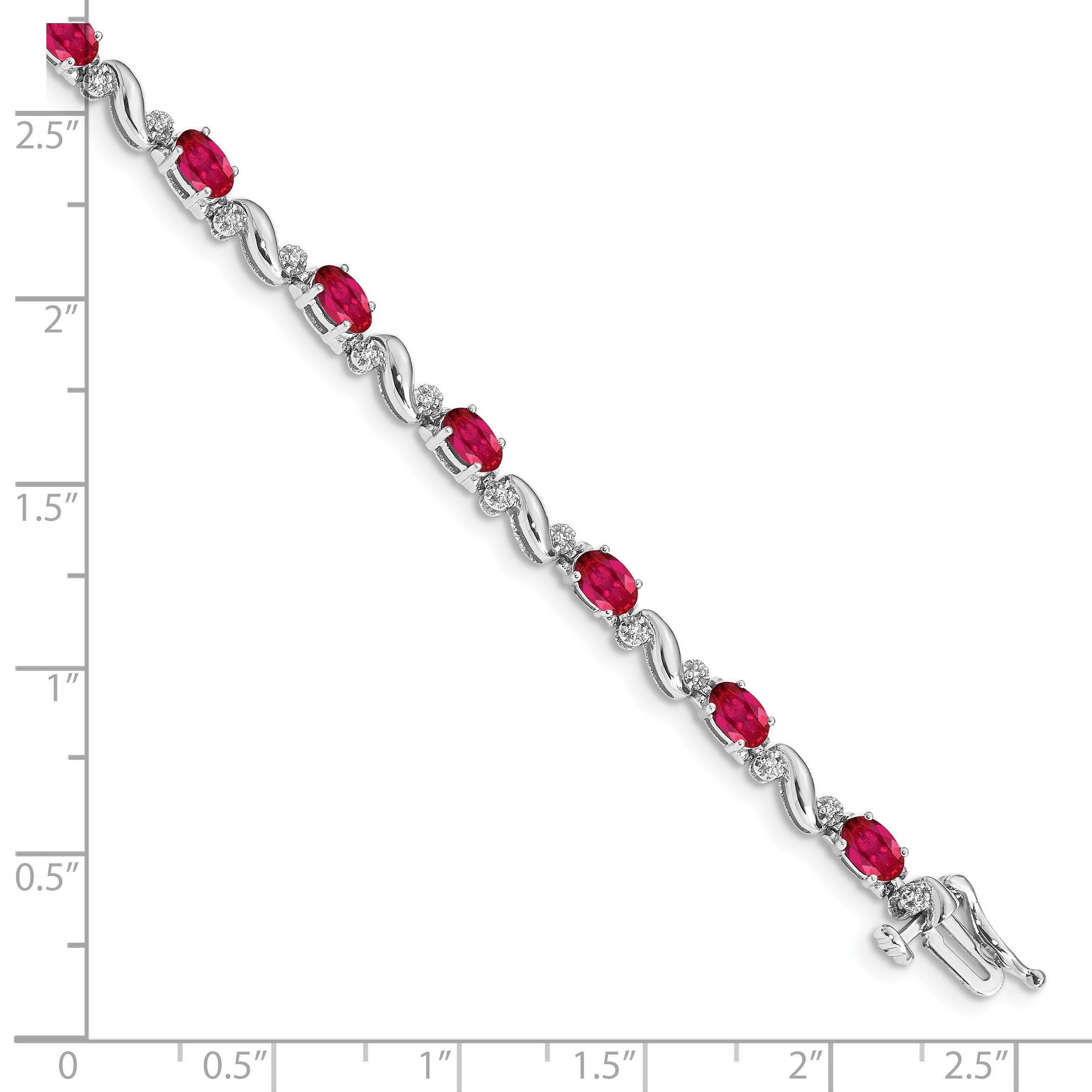 10K White Gold Diamond And Ruby Bracelet