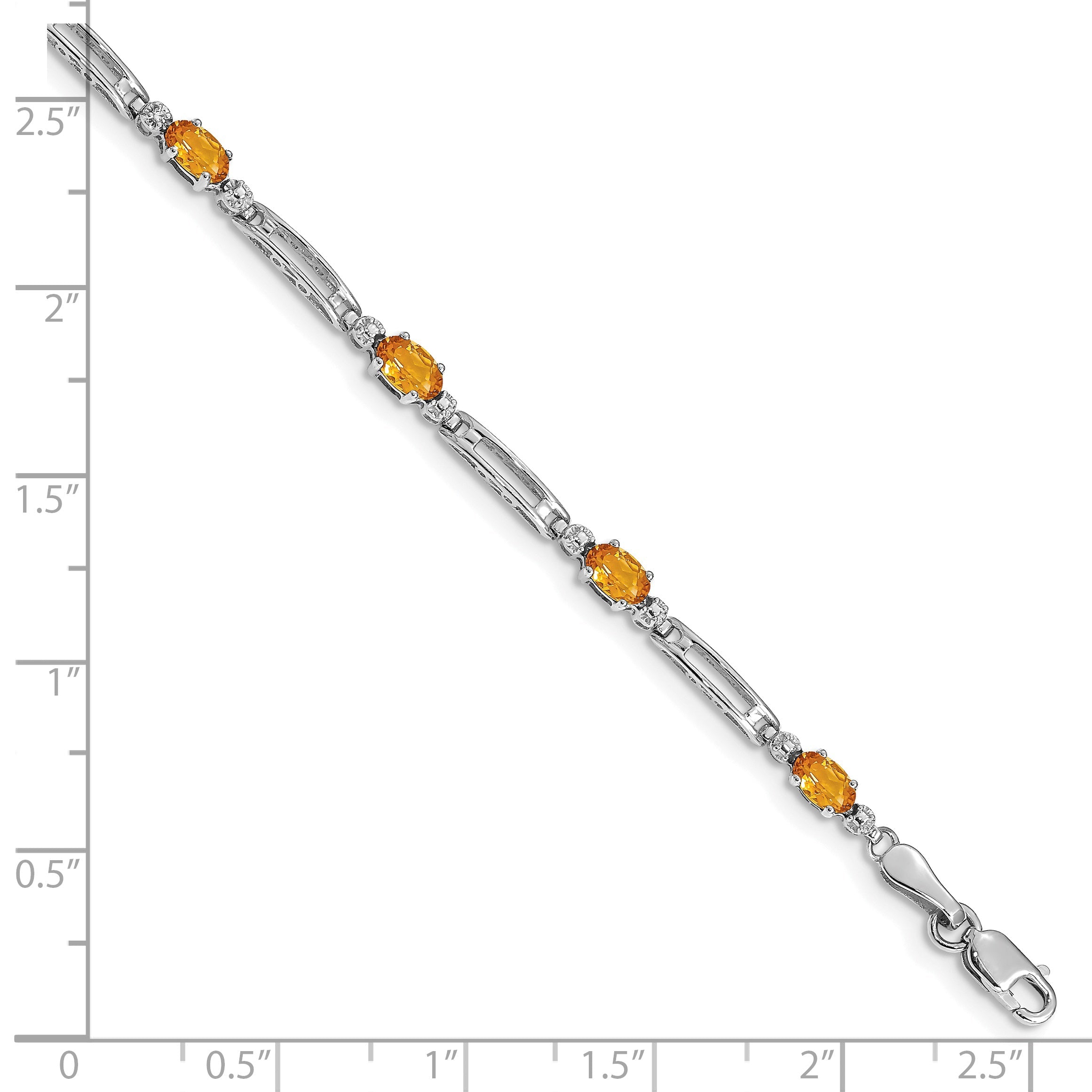 10K White Gold Diamond And Citrine Bracelet