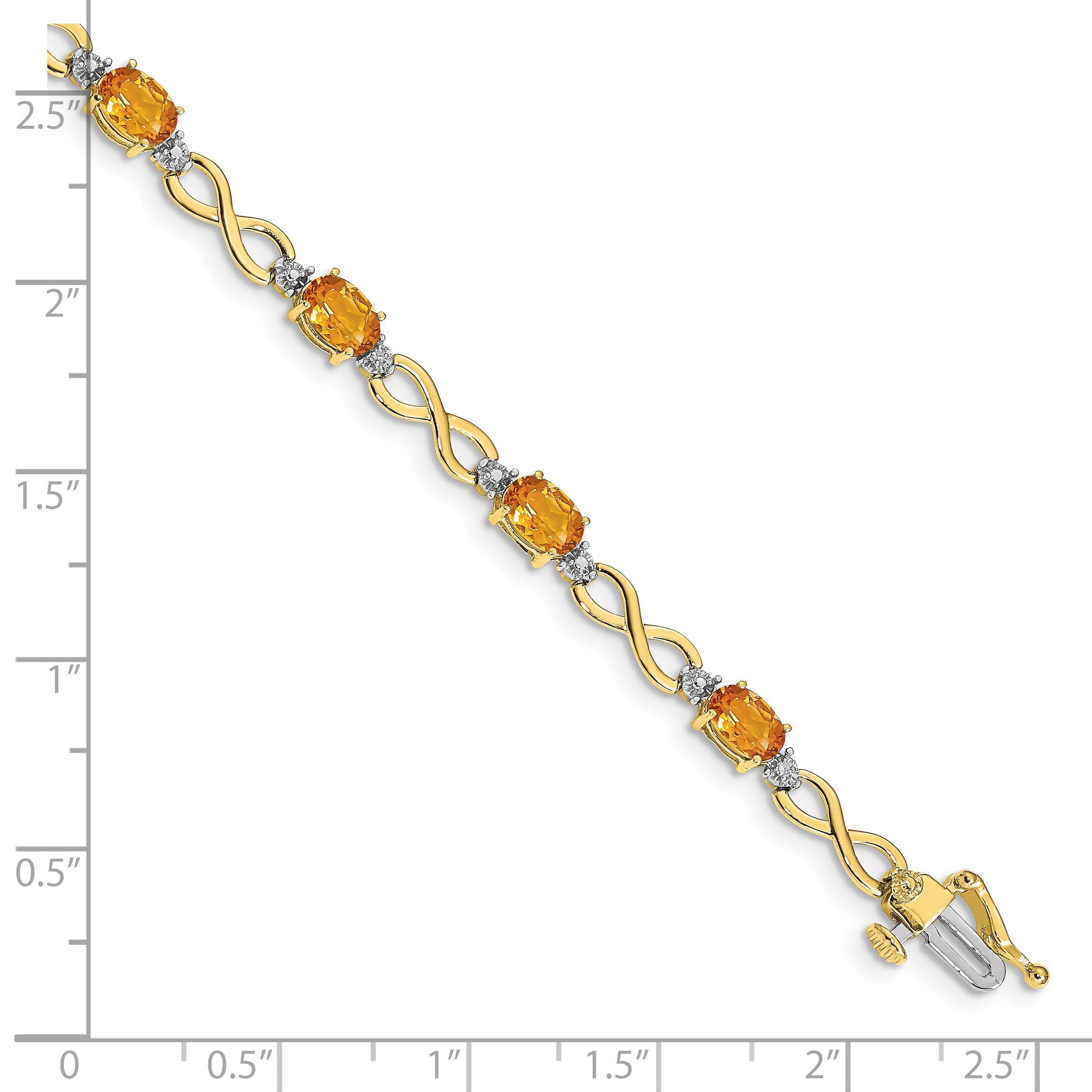 10K Yellow Gold Citrine Diamond Infinity Bracelet