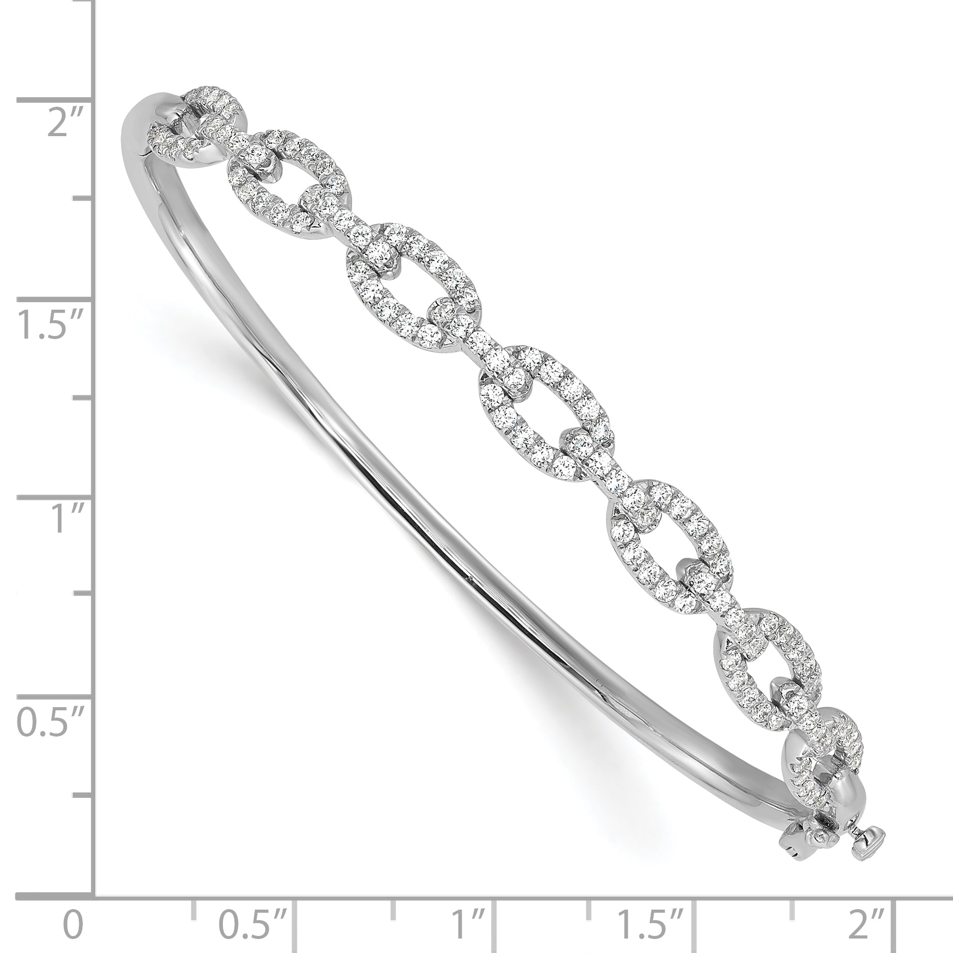 14K White Gold True Origin 2 1/6 Carat Lab Grown Diamond Vs D E F 6.75 Inch Fancy Link Bangle