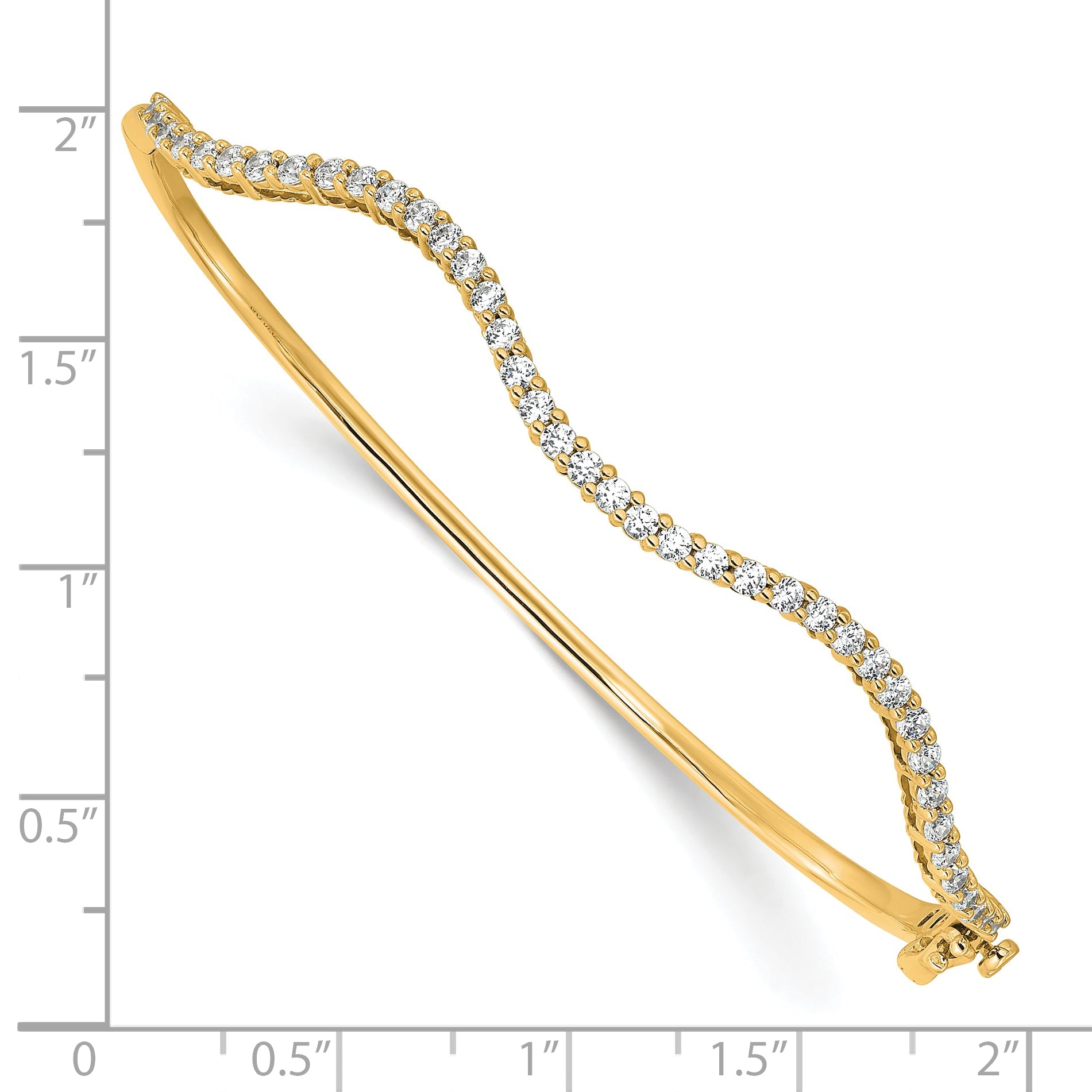 14K Yellow Gold True Origin 1 Carat Lab Grown Diamond Vs D E F 6.25 Inch Fancy Wavy Bangle