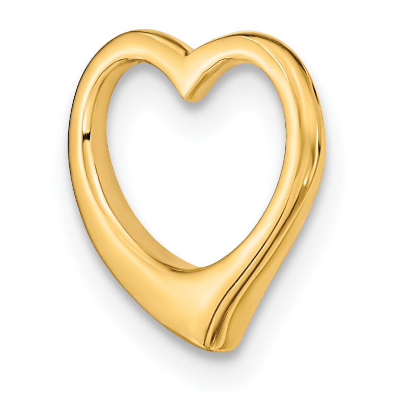 14K Yellow Gold Polished Heart Chain Slide