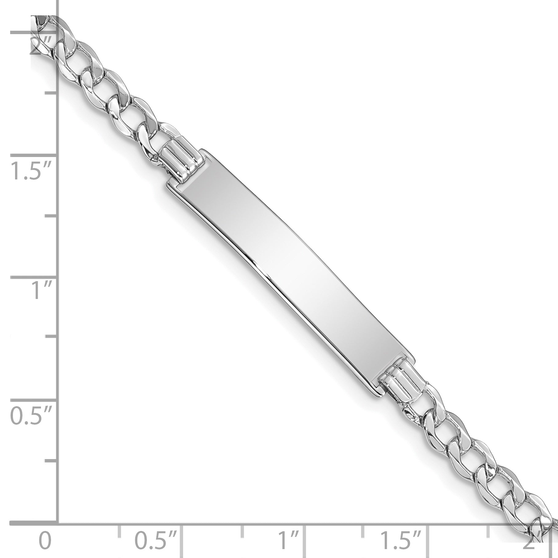 7 Inch 14K Wg Polished Semi-Solid Cuban Id Bracelet