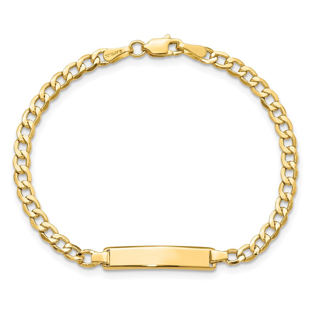14K Yellow Gold Polished Semi Solid Chain/Solid Plate Cuban Link 23.5X4.5mm 6 Inch Baby/Child Id Bracelet