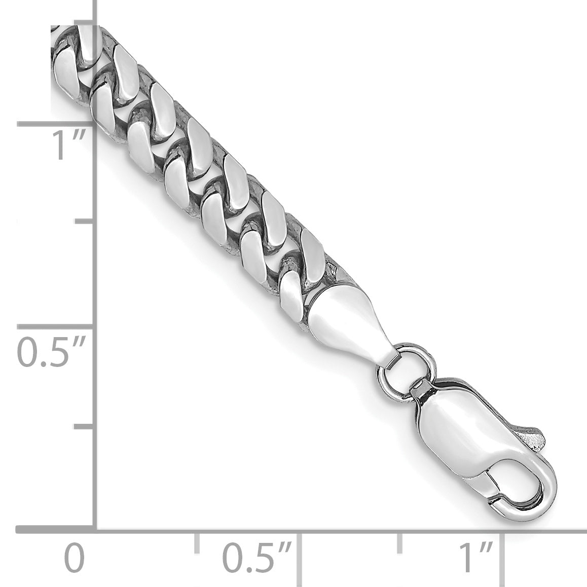 14K White Gold 7 Inch 4.3mm Solid Miami Cuban Link With Lobster Clasp Bracelet