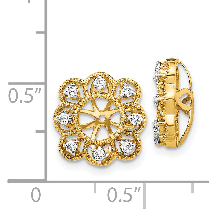 14K Yellow Gold Fancy Diamond Earring Jackets