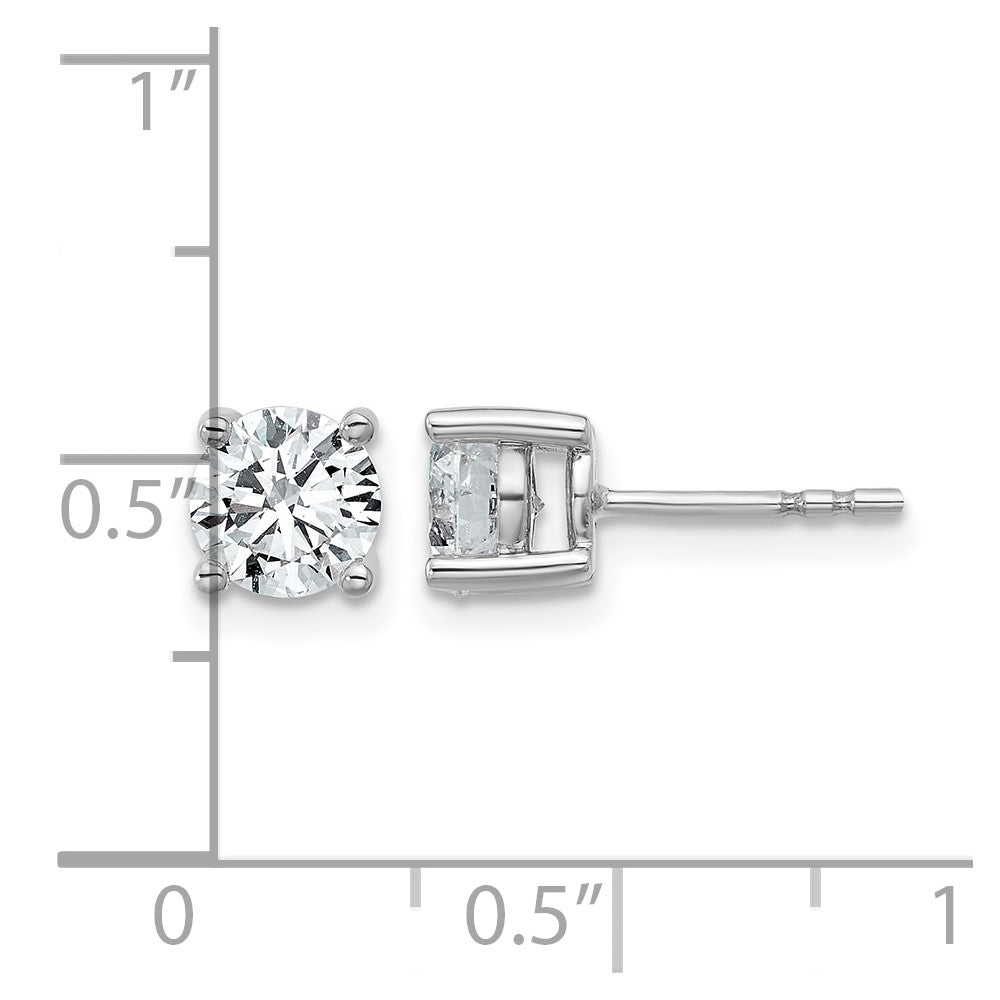 14K White Gold 1 1/2 Ctw Lab Grown Diamond Vs+ F+ Round 4 Prong Heavy Wt. Stud Earrings