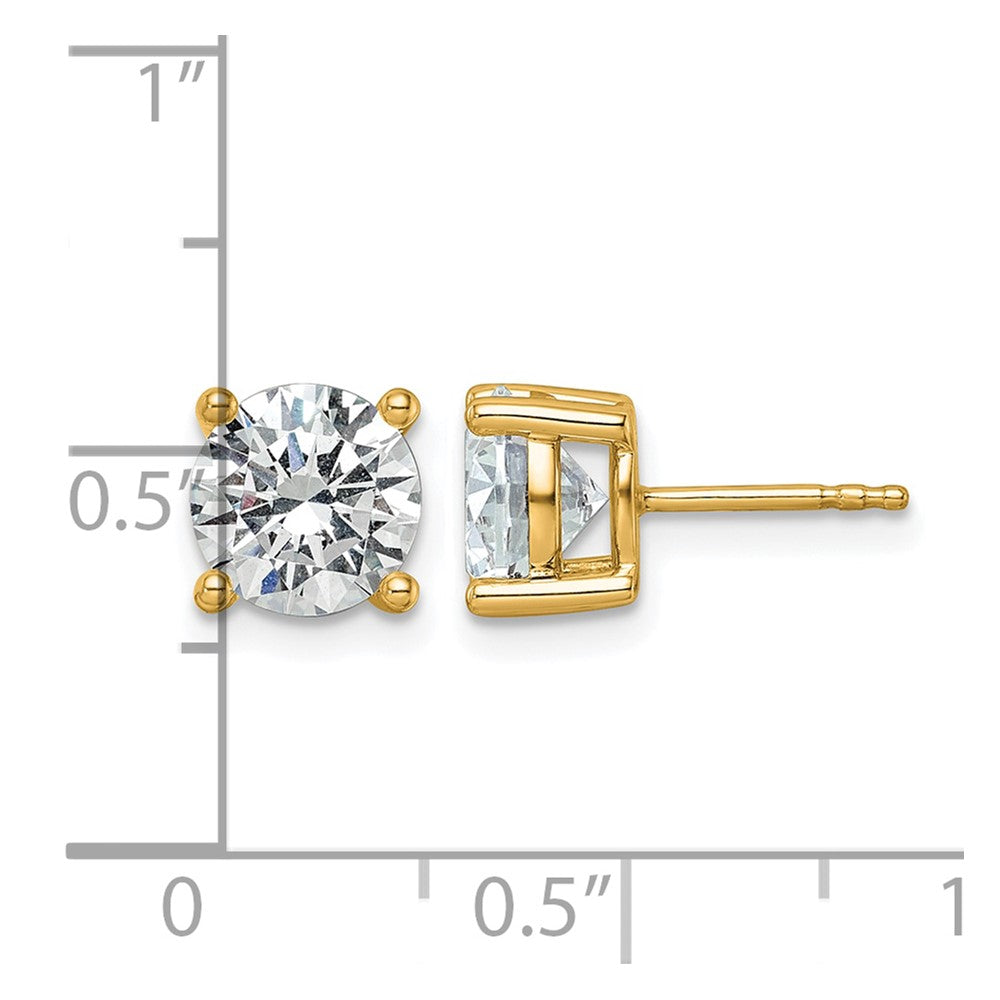 14K Yellow Gold 3 Ctw Lab Grown Diamond Vs+ F+ Round 4 Prong Heavy Wt. Stud Earrings