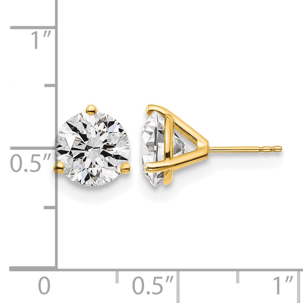 14K Yellow Gold 6 Ctw Lab Grown Diamond Vs+ F+ Round 3 Prong Heavy Wt. Stud Earrings