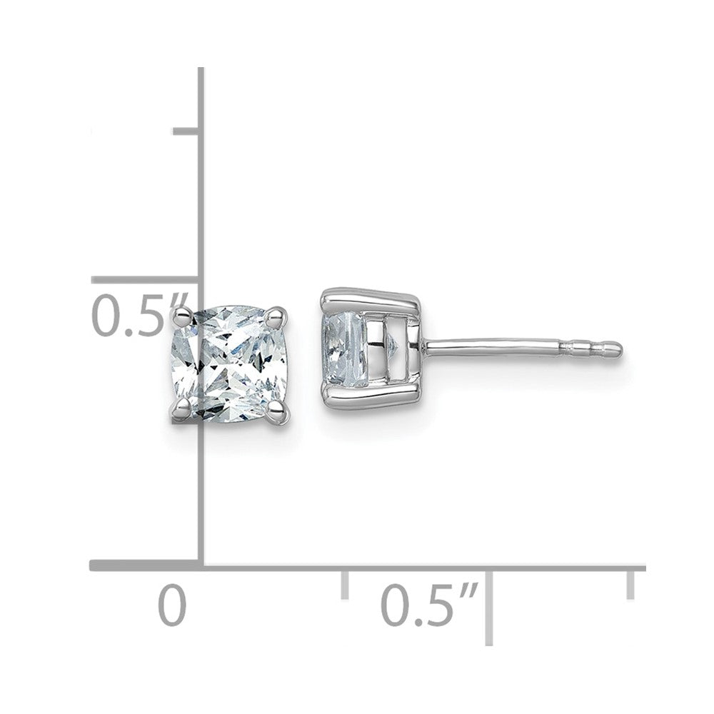 14K White Gold 1 1/2 Ctw Lab Grown Diamond Vs+ F+ Cushion 4 Prong Heavy Wt. Stud Earrings