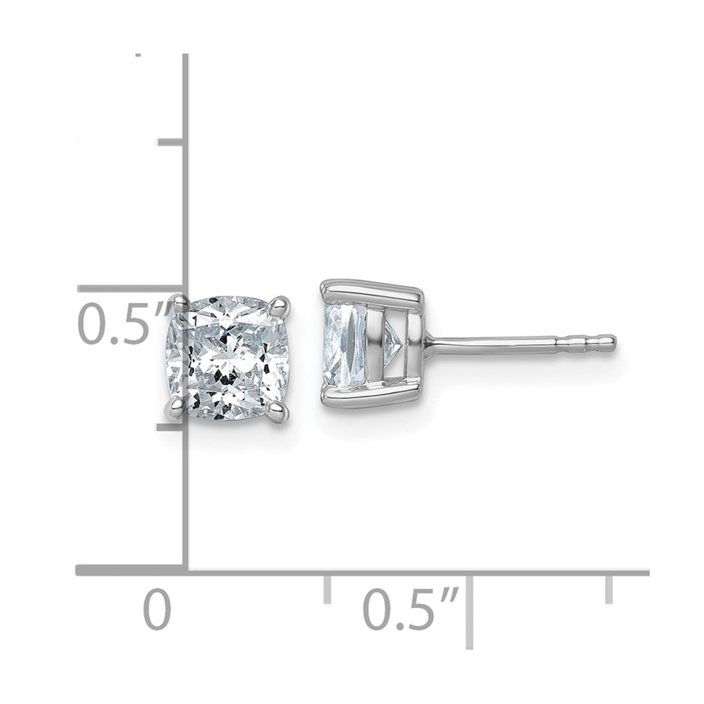 14K White Gold 2 Ctw Lab Grown Diamond Vs+ F+ Cushion 4 Prong Heavy Wt. Stud Earrings