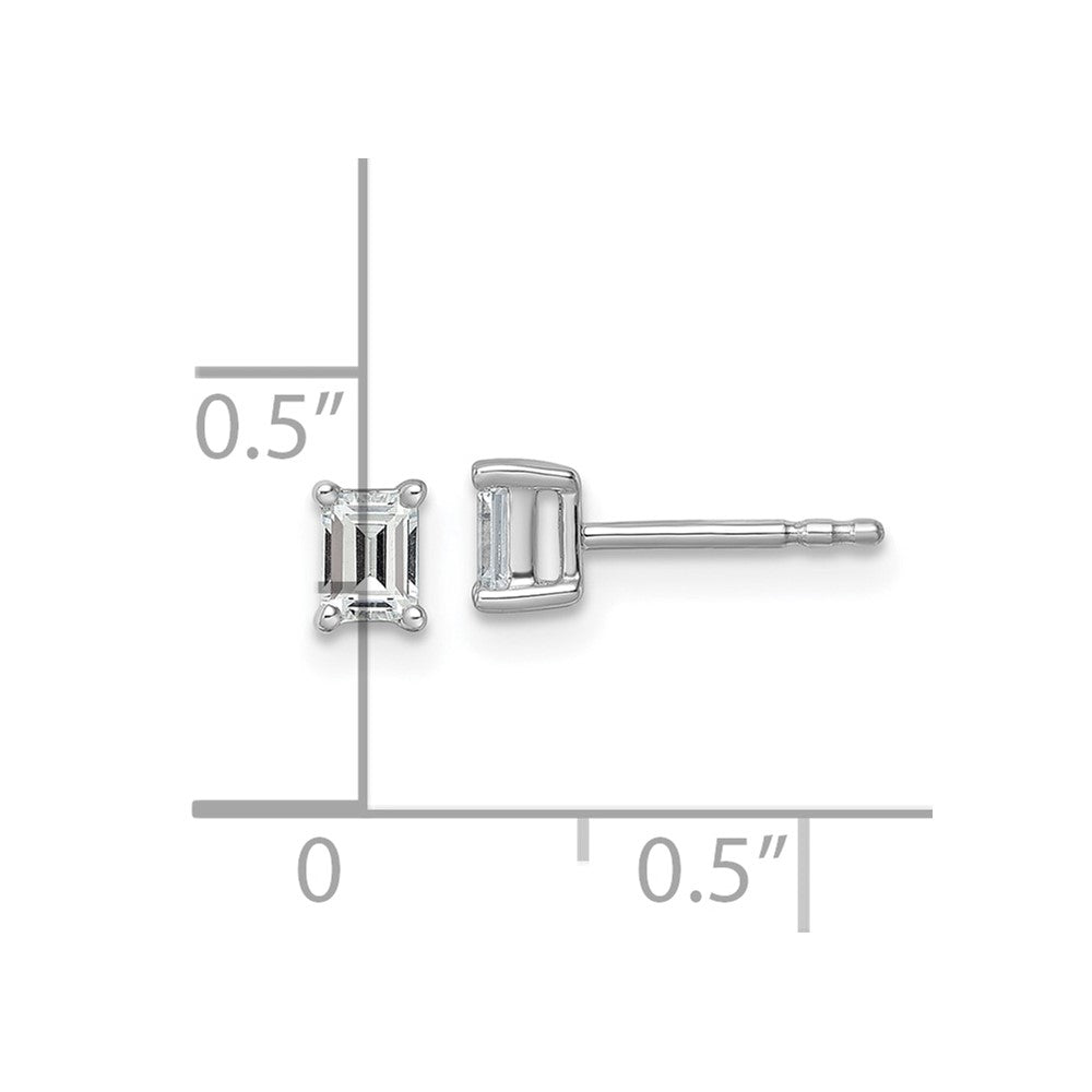 14K White Gold 1/2 Ctw Lab Grown Diamond Vs+ F+ Emerald 4 Prong Heavy Wt. Stud Earrings