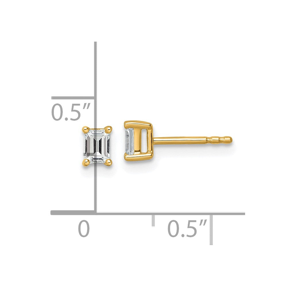 14K Yellow Gold 1/2 Ctw Lab Grown Diamond Vs+ F+ Emerald 4 Prong Heavy Wt. Stud Earrings