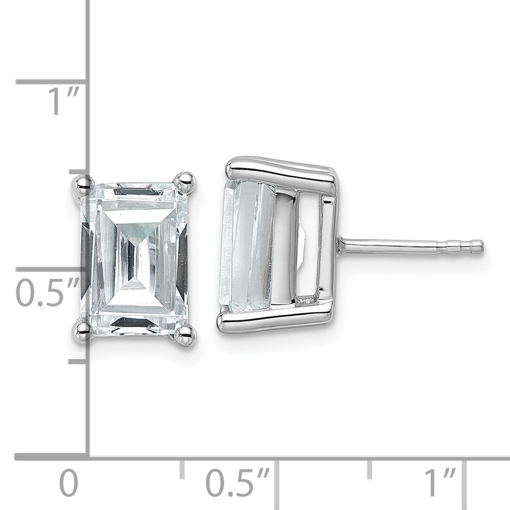 14K White Gold 6 Ctw Lab Grown Diamond Vs+ F+ Emerald 4 Prong Heavy Wt. Stud Earrings