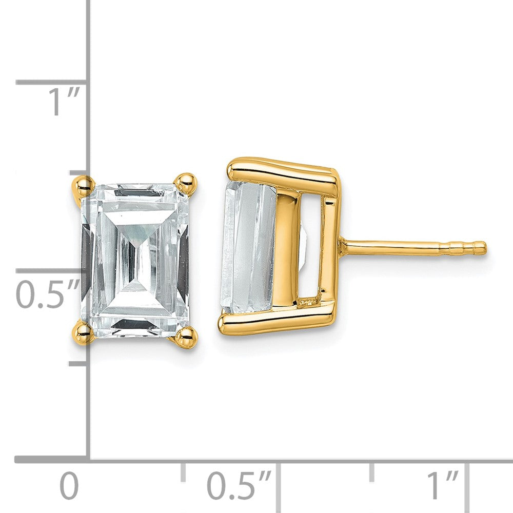 14K Yellow Gold 6 Ctw Lab Grown Diamond Vs+ F+ Emerald 4 Prong Heavy Wt. Stud Earrings