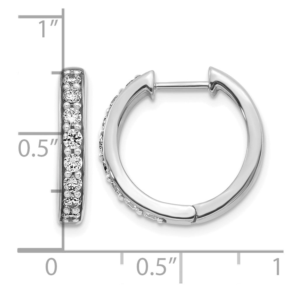 14k White Gold 1/2 Ct. Lab Grown Diamond VS/SI+ G+ Hinged Hoop Earrings
