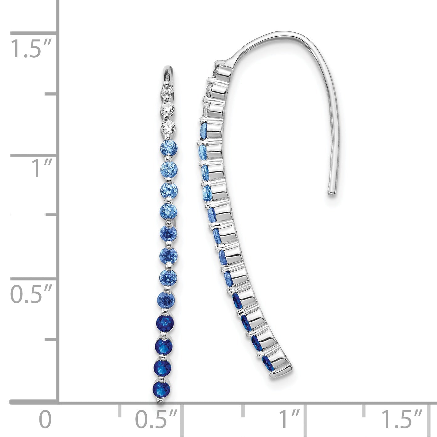 10K White Gold Diamond And Sapphire Earrings