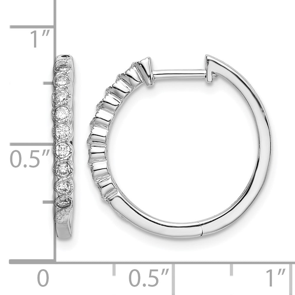 14k White Gold 1/4 Ct. Lab Grown Diamond VS/SI+ G+ Hinged Hoop Earrings