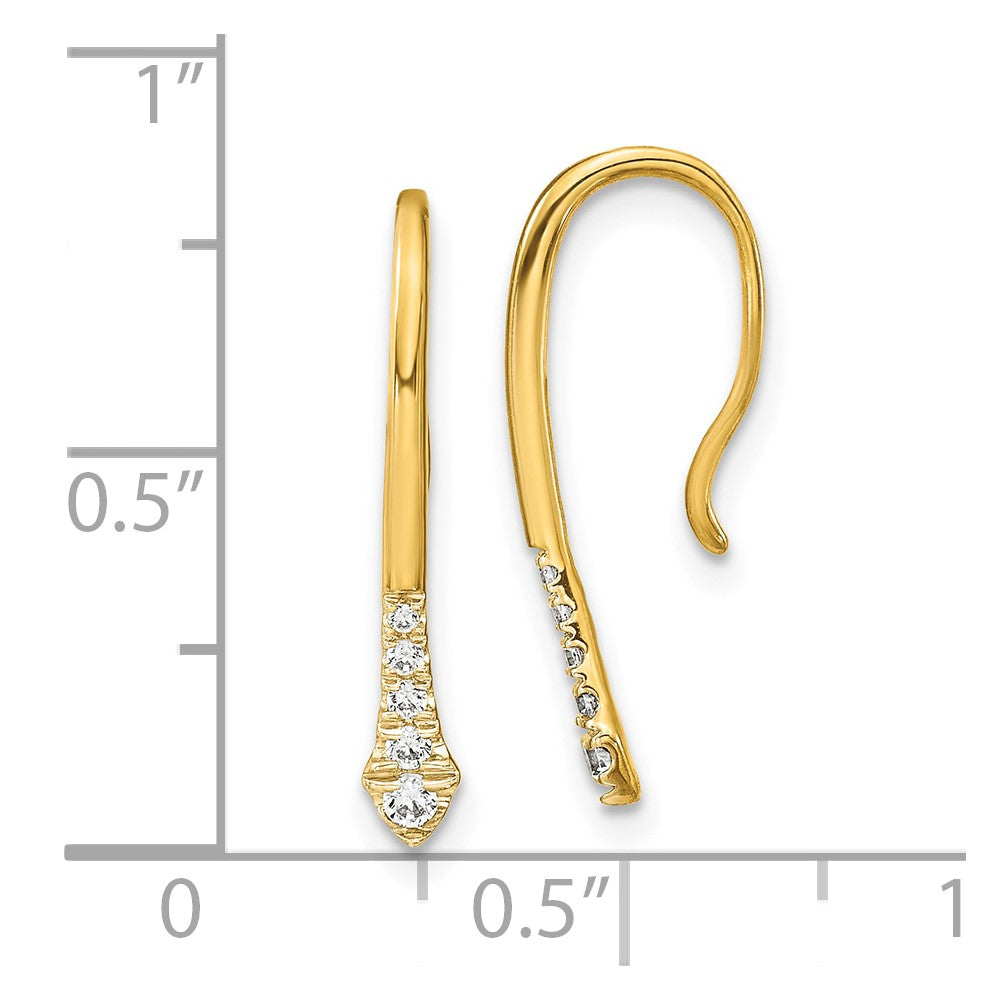 10K Yellow Gold Polished Diamond Drop Wire Earrings