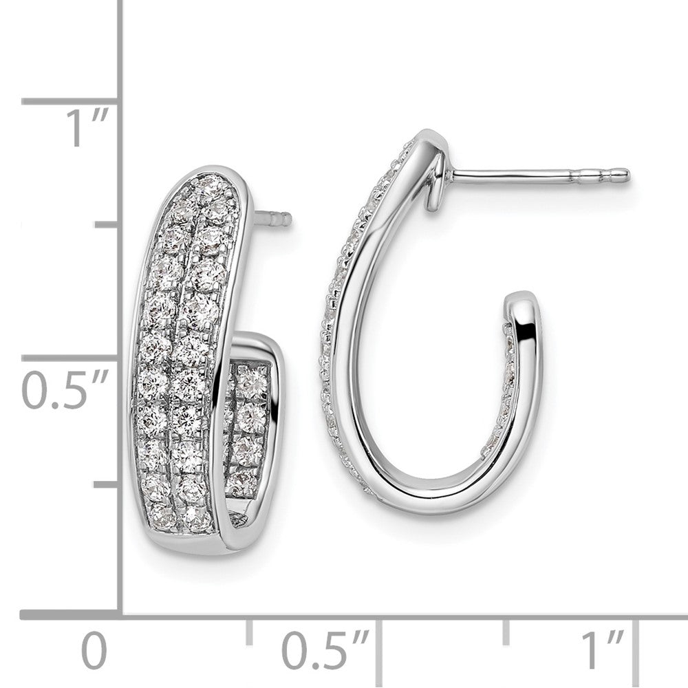 14k White Gold 1 Ct. Lab Grown Diamond VS/SI+ G+ In and Out J-Hoop Hoop Earrings
