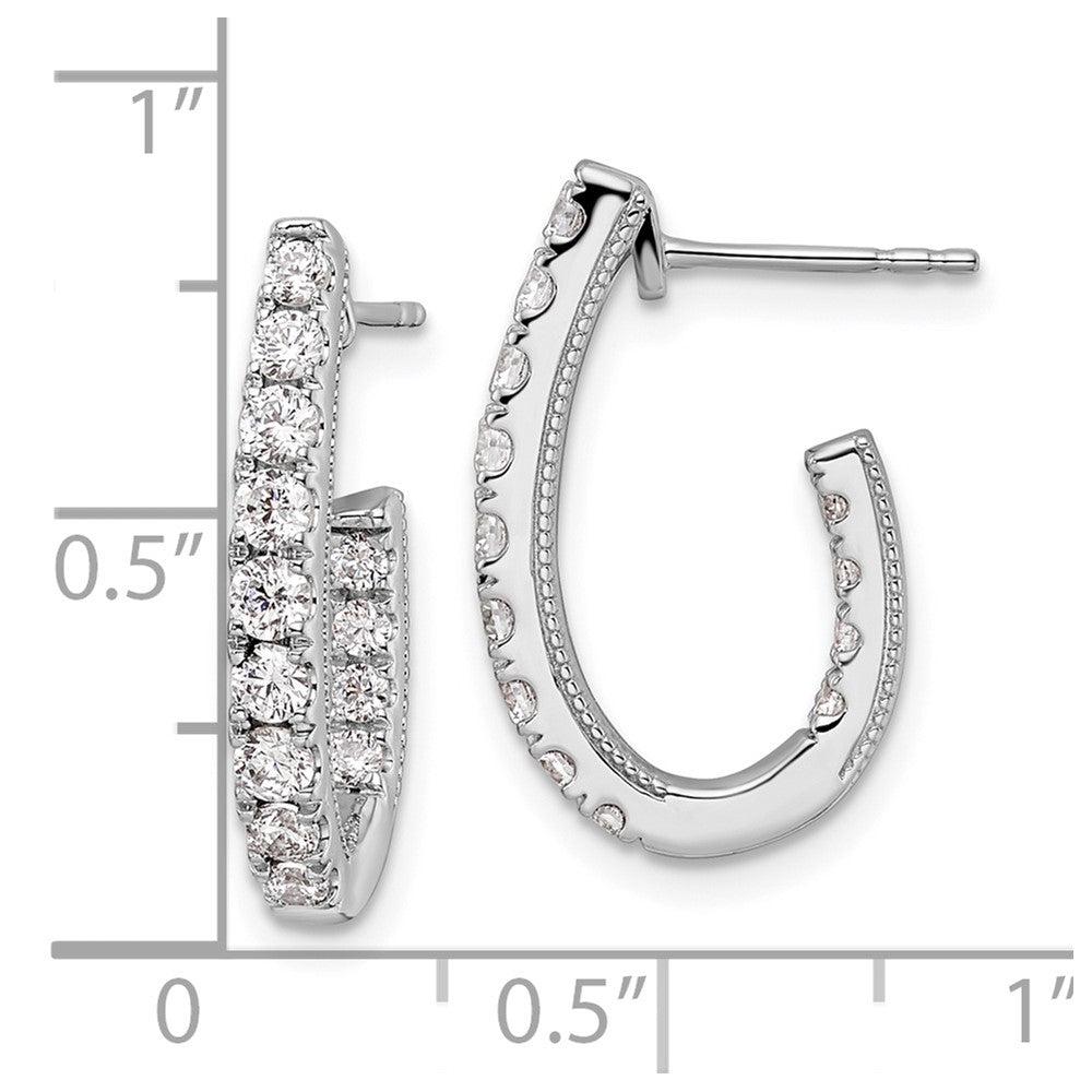 14k White Gold 1 Ct. Lab Grown Diamond VS/SI+ G+ In and Out J-Hoop Hoop Earrings